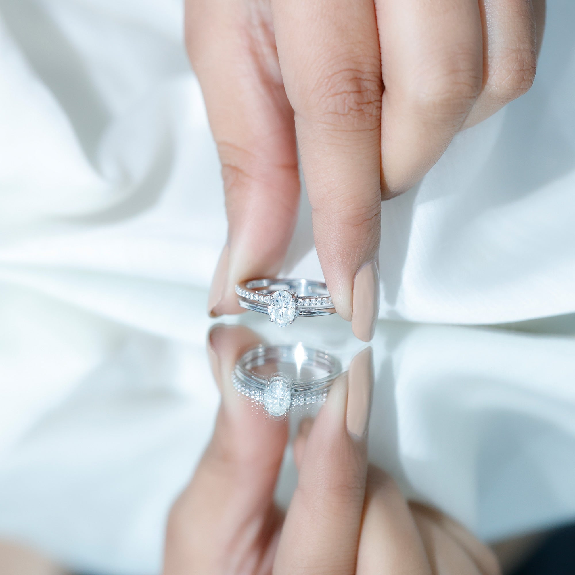 Rosec Jewels-5X7 MM Oval Cut Diamond Solitaire Promise Ring For Her