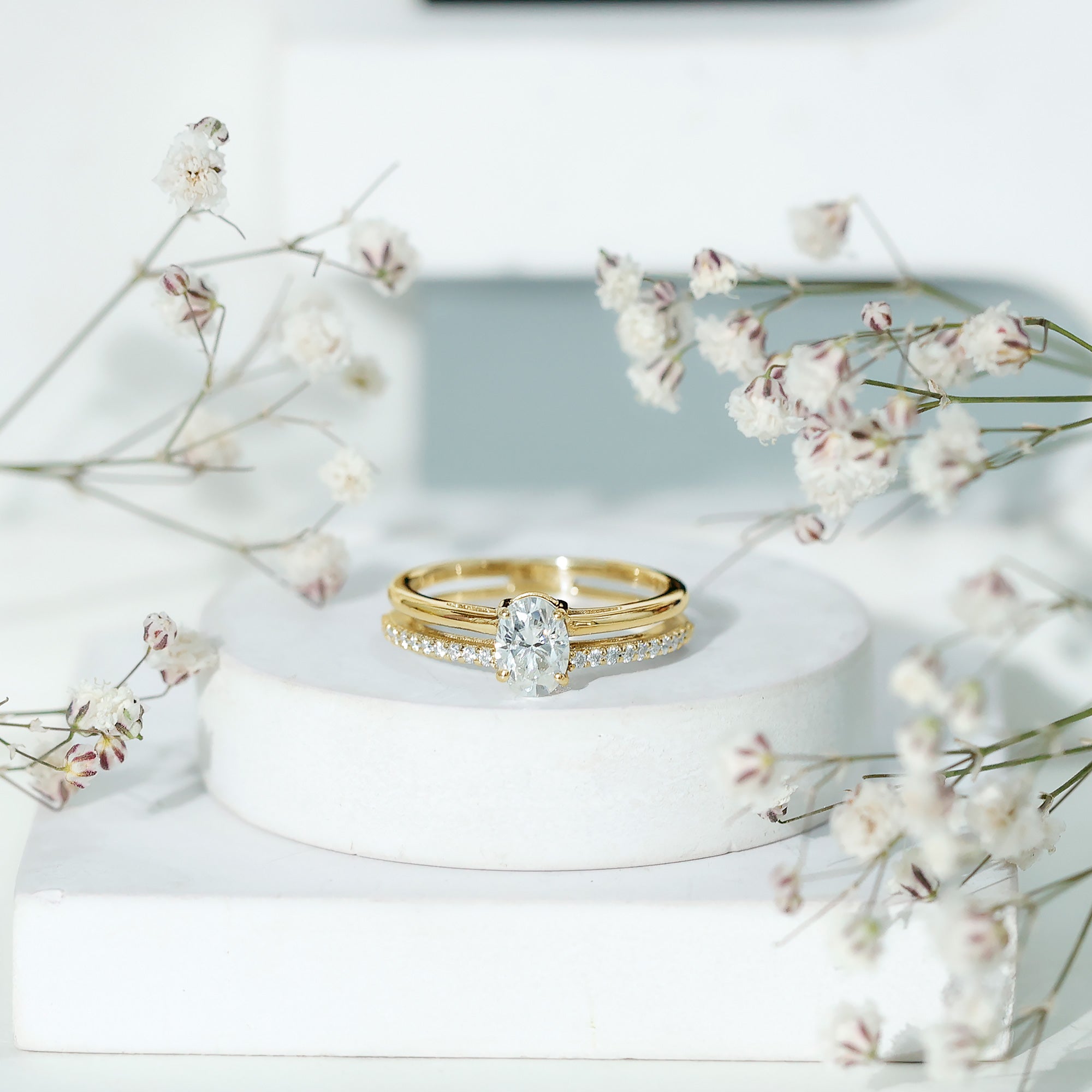 5X7 MM Oval Cut Diamond Solitaire Promise Ring For Her Lab - ( EF-VS ) - Rosec Jewels