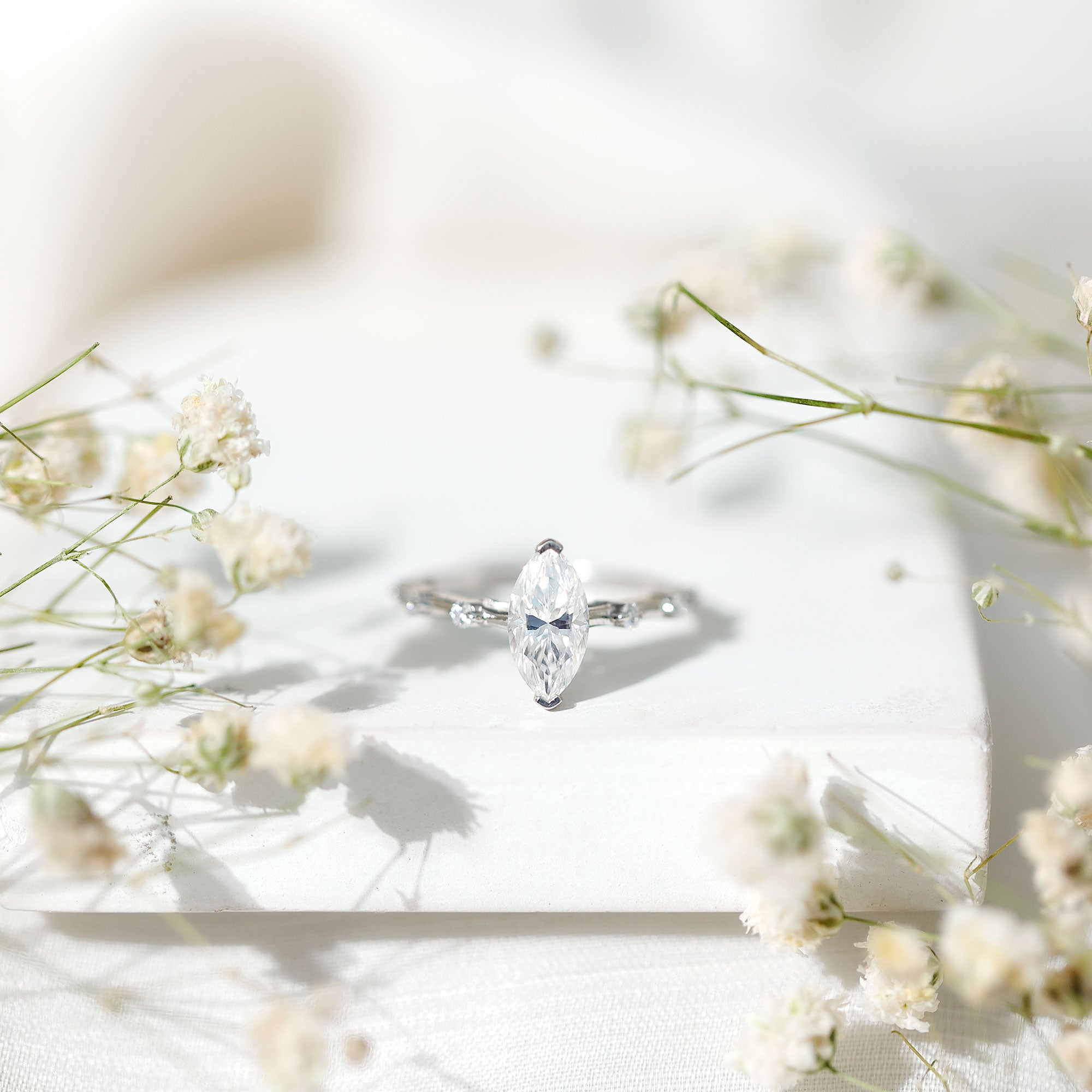 Rosec Jewels-Marquise Shape Lab Grown Diamond Solitaire Ring With Certificate