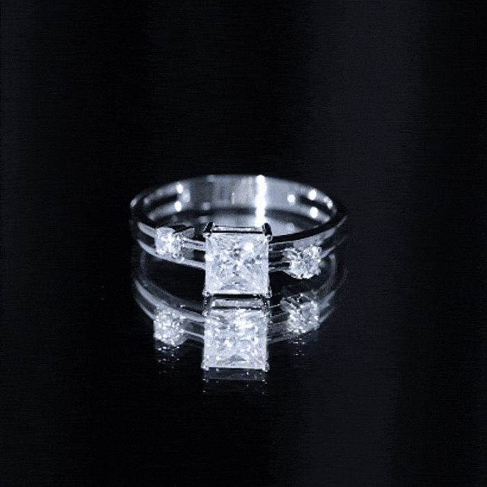Princess Cut Lab Grown Diamond Double Band Ring Lab - ( EF-VS ) - Rosec Jewels