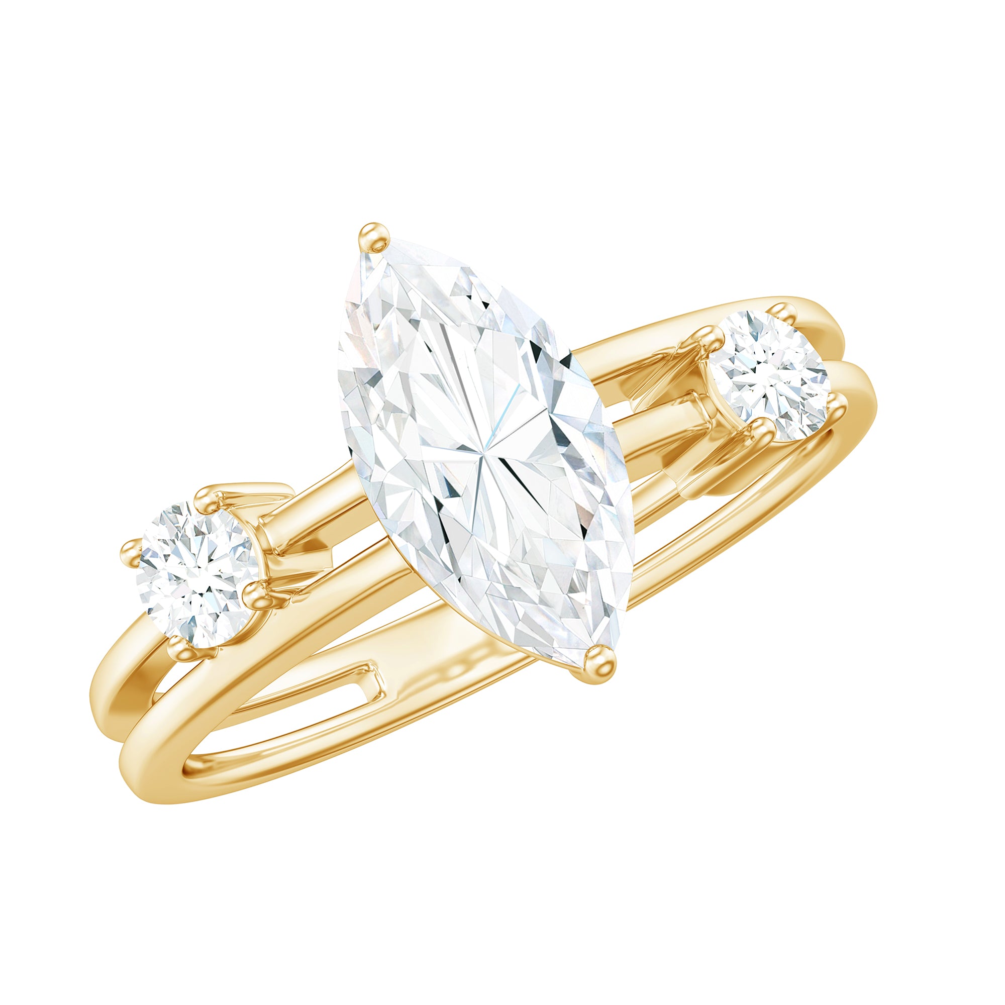 Marquise Cut Lab Grown Diamond Double Band Ring for Women Lab - ( EF-VS ) - Rosec Jewels