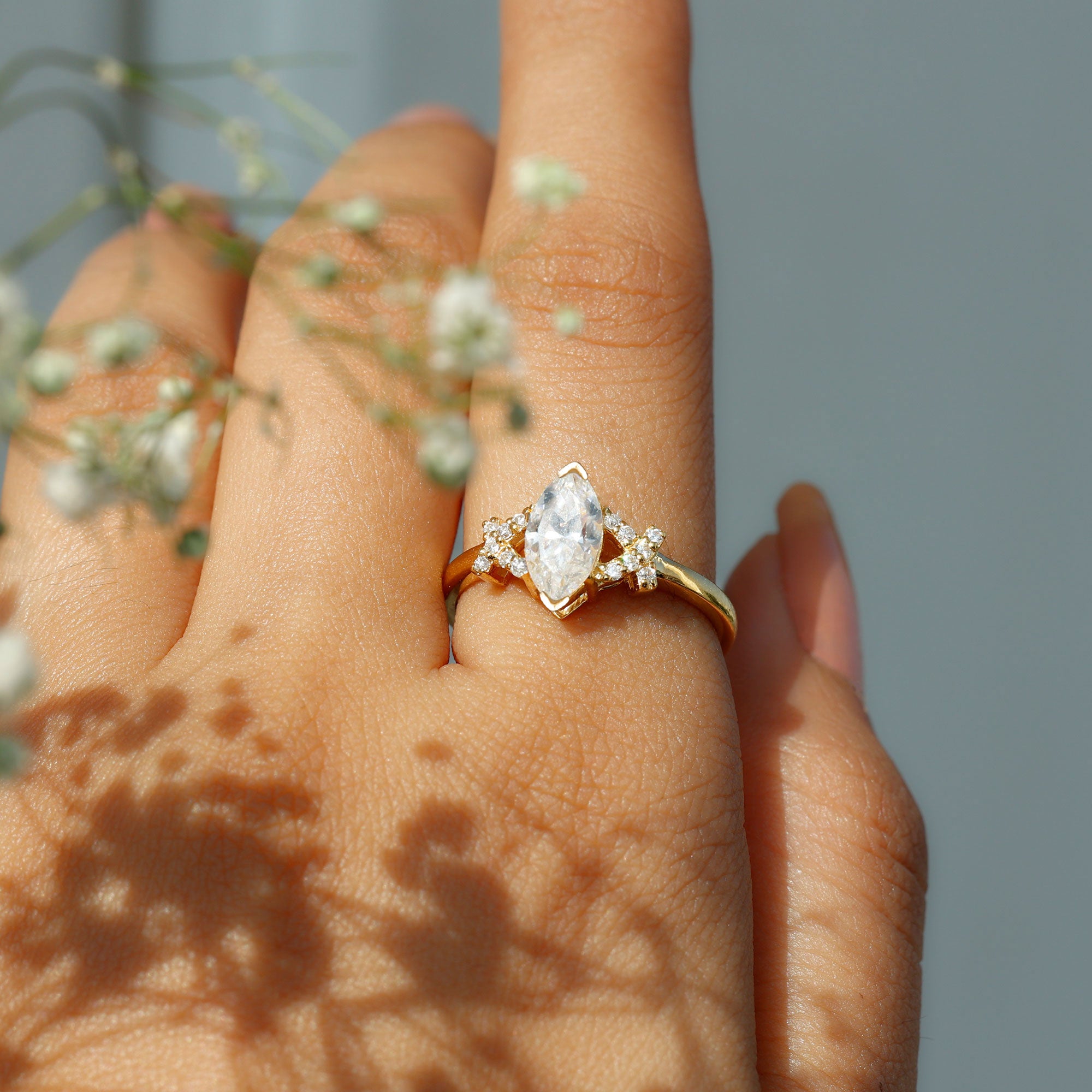 Lab Grown Diamond 5X10 MM Marquise Engagement Ring Lab - ( EF-VS ) - Rosec Jewels
