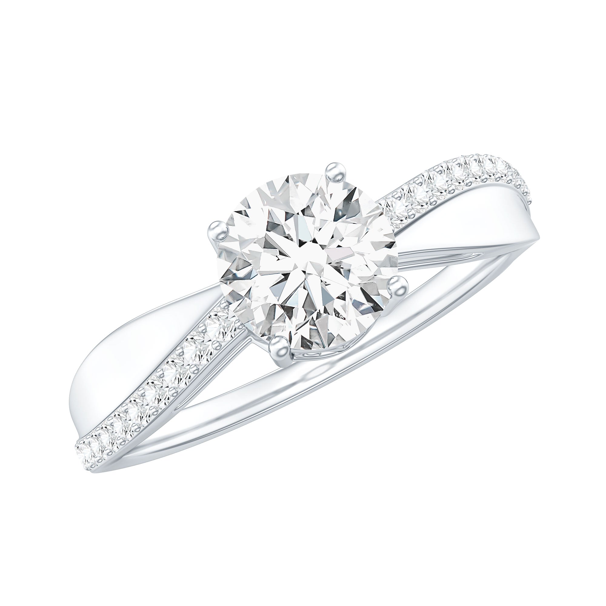 Certified Lab Grown Diamond Engagement Ring With Bypass Details Lab - ( EF-VS ) - Rosec Jewels