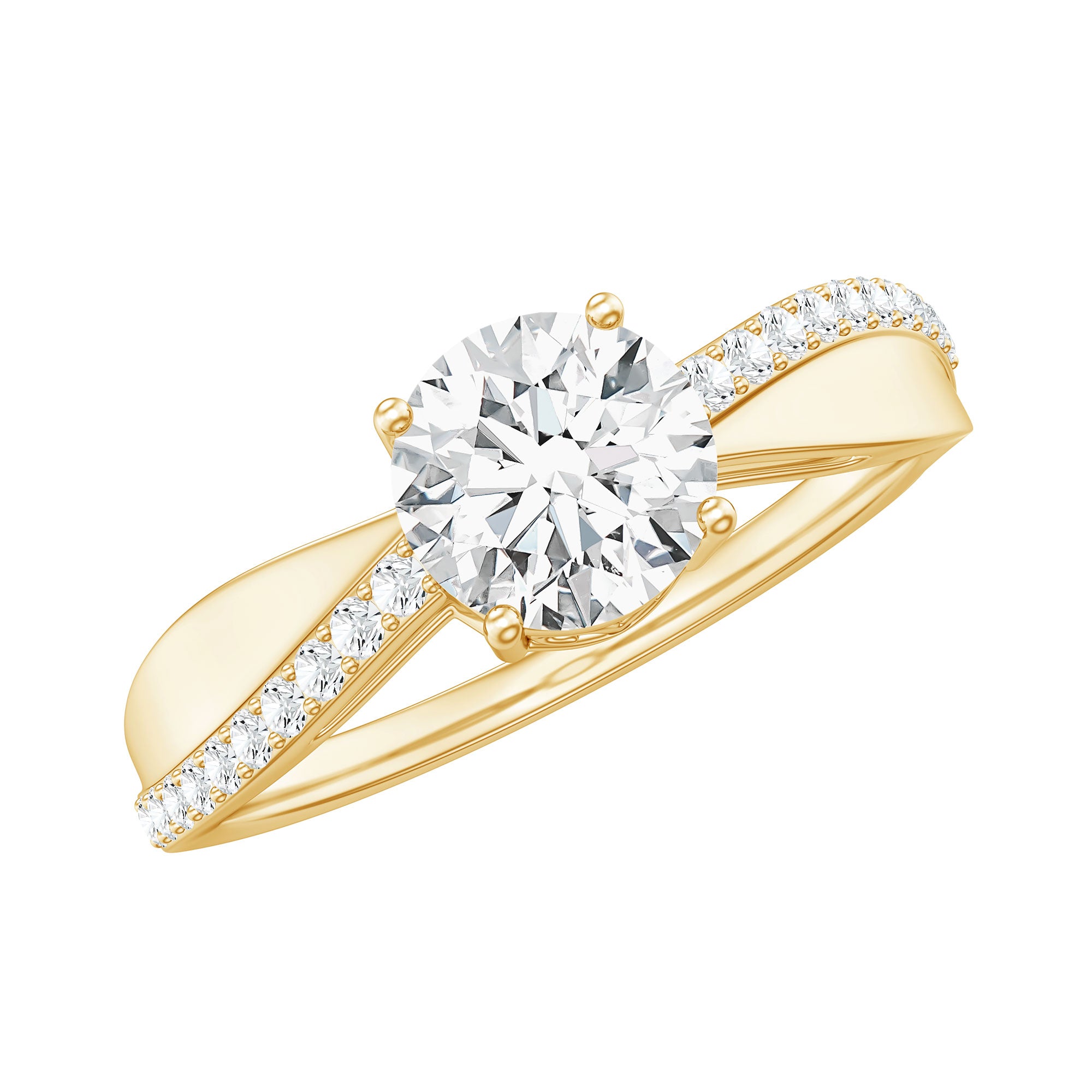 Certified Lab Grown Diamond Engagement Ring With Bypass Details Lab - ( EF-VS ) - Rosec Jewels