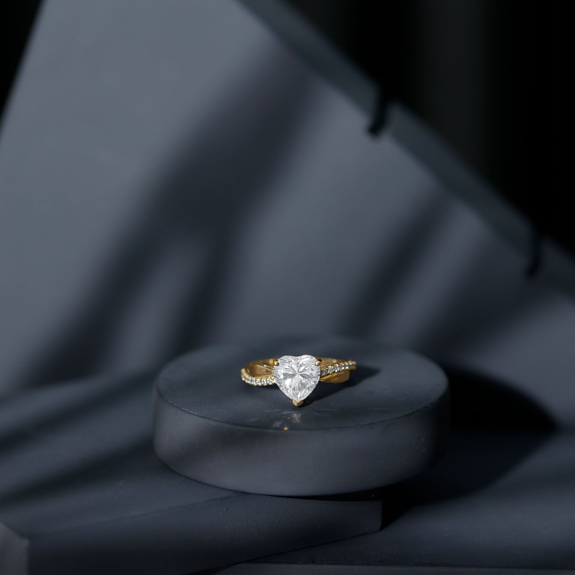 Lab Grown Diamond Heart Engagement Ring With Bypass Details Lab - ( EF-VS ) - Rosec Jewels