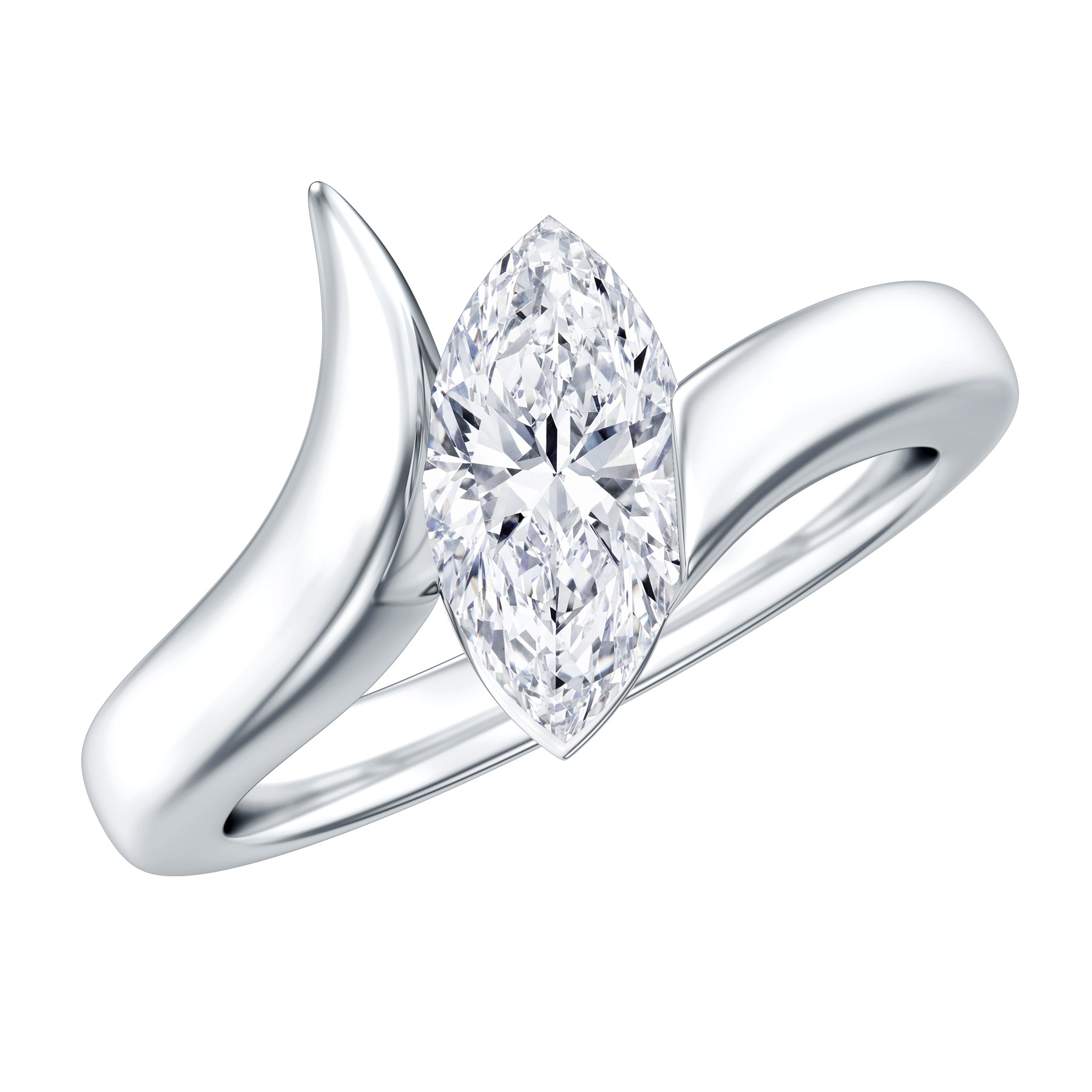 Lab Diamond 5X10 MM Marquise Engagement Ring in Tension Mount Setting Lab - ( EF-VS ) - Rosec Jewels