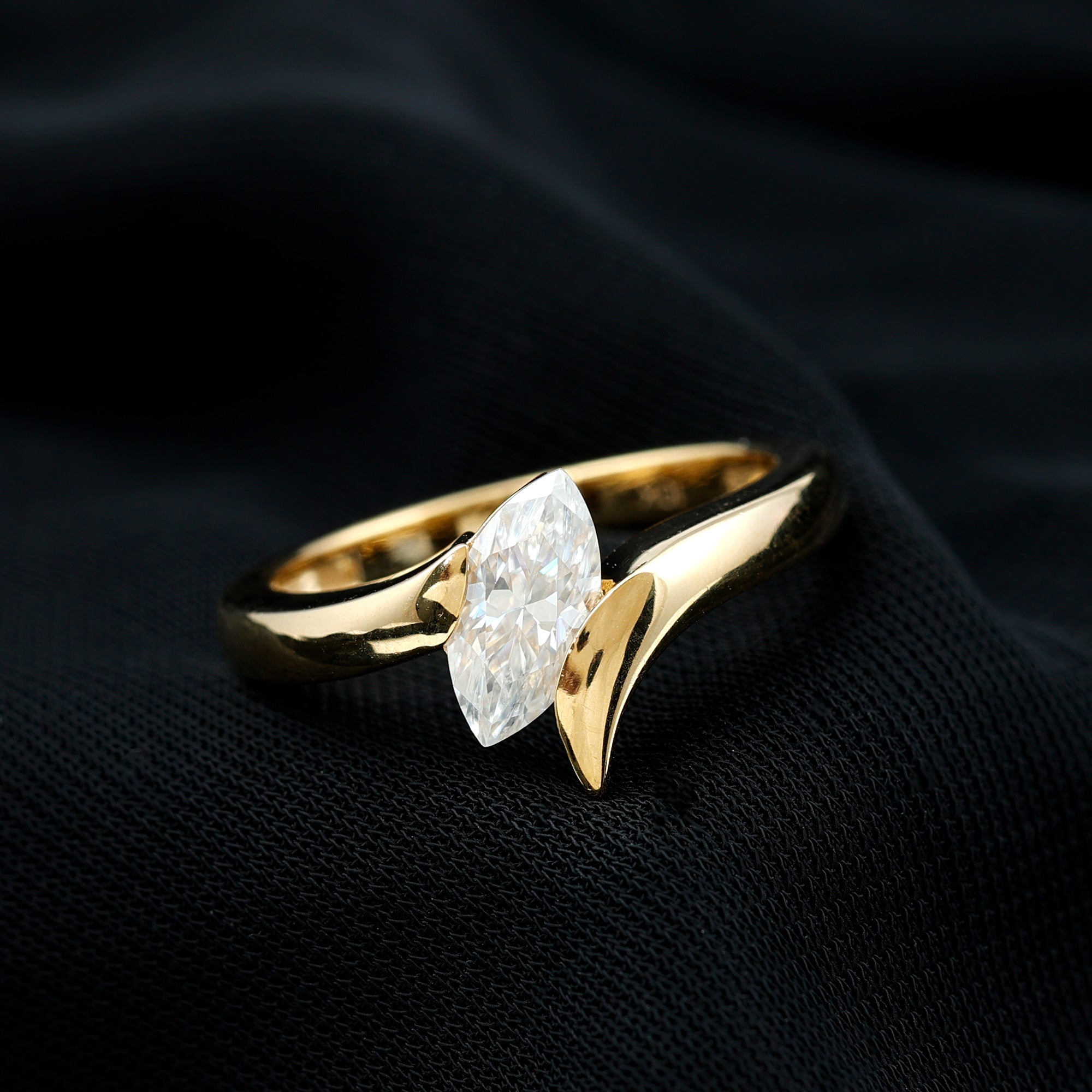 Lab Diamond 5X10 MM Marquise Engagement Ring in Tension Mount Setting Lab - ( EF-VS ) - Rosec Jewels