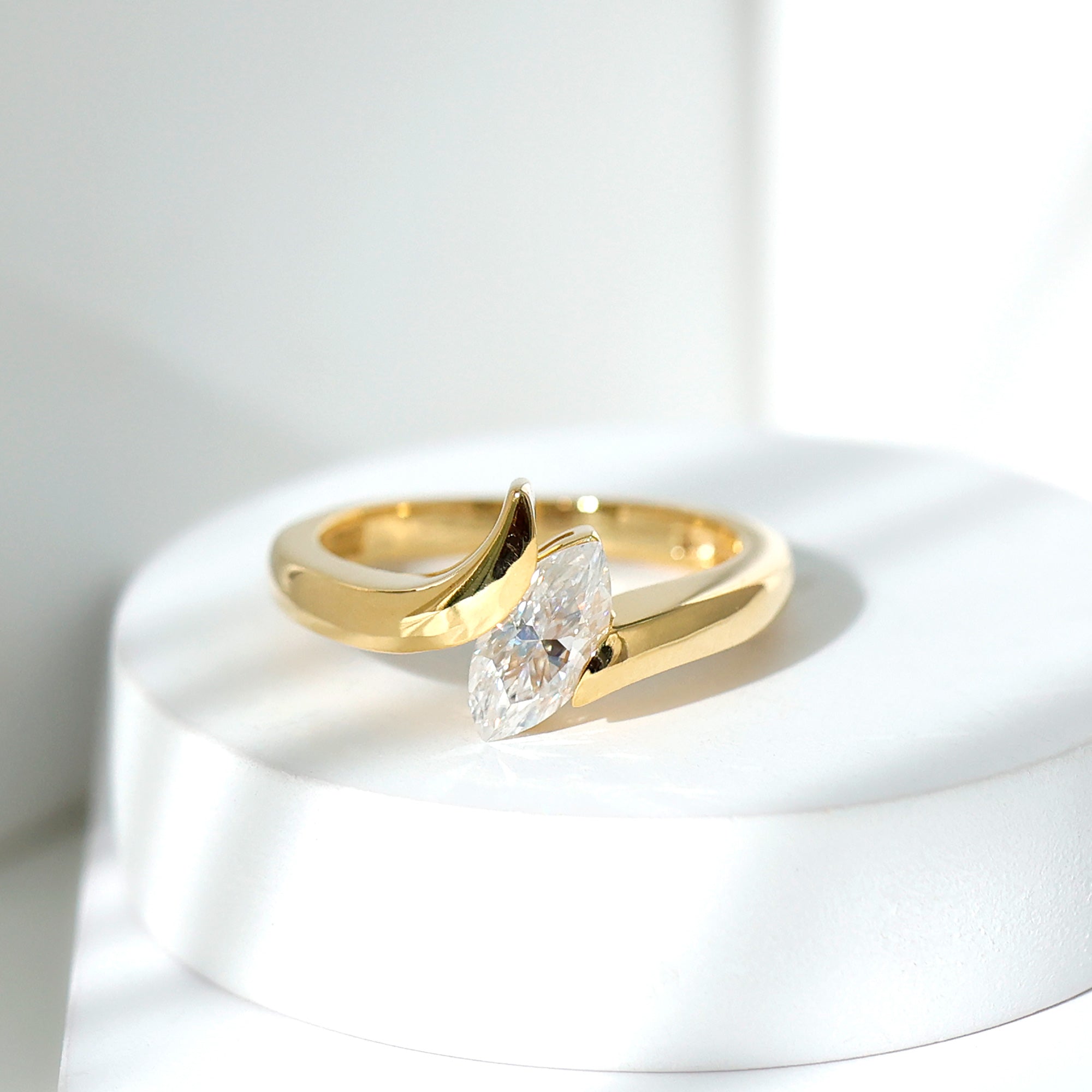 Lab Diamond 5X10 MM Marquise Engagement Ring in Tension Mount Setting Lab - ( EF-VS ) - Rosec Jewels