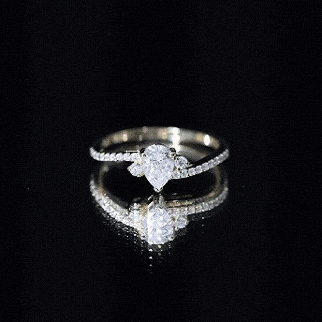 Pear Lab Created Diamond Engagement Bypass Ring for Her Lab - ( EF-VS ) - Rosec Jewels