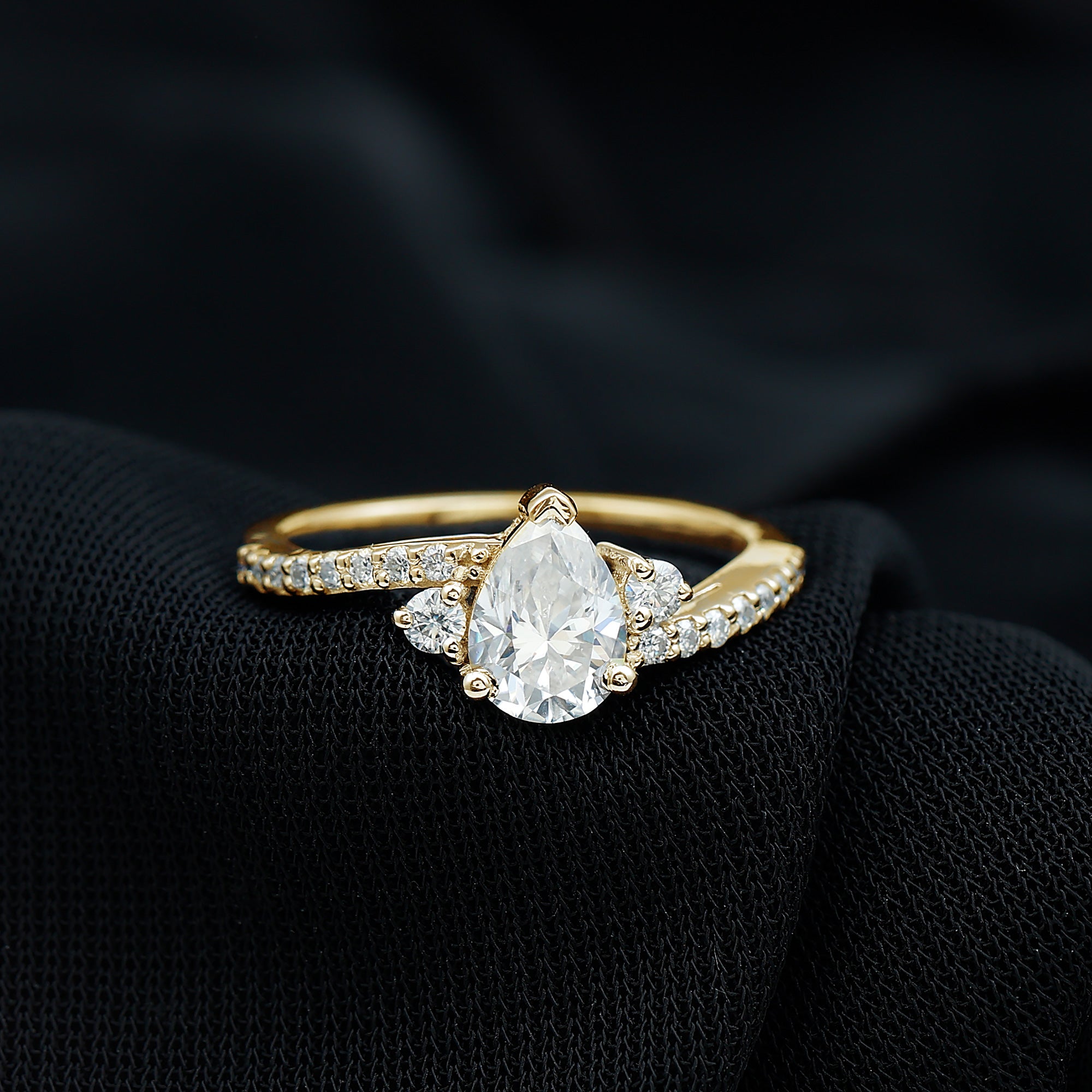 Pear Lab Created Diamond Engagement Bypass Ring for Her Lab - ( EF-VS ) - Rosec Jewels