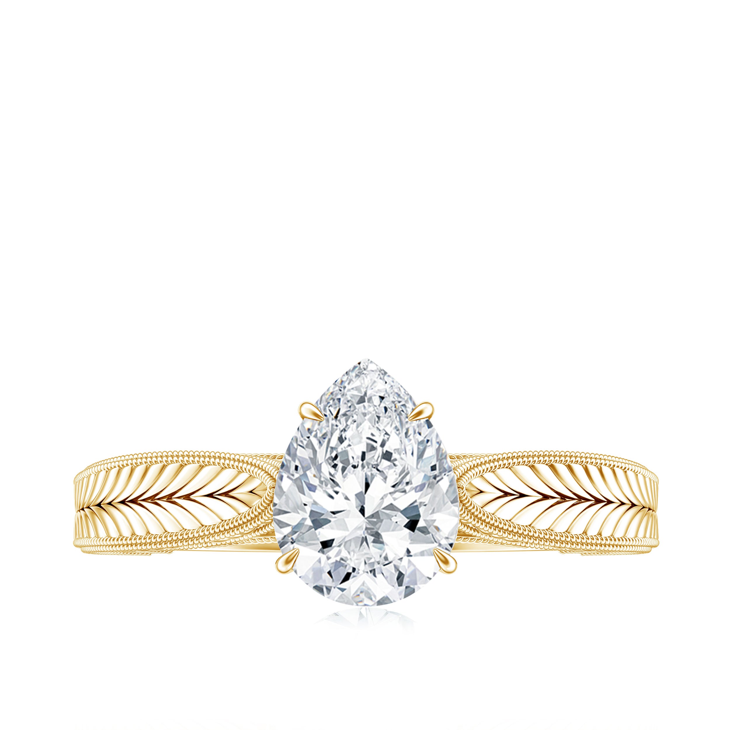 6X8 mm Pear Lab Created Diamond Filigree Engagement Ring Lab - ( EF-VS ) - Rosec Jewels