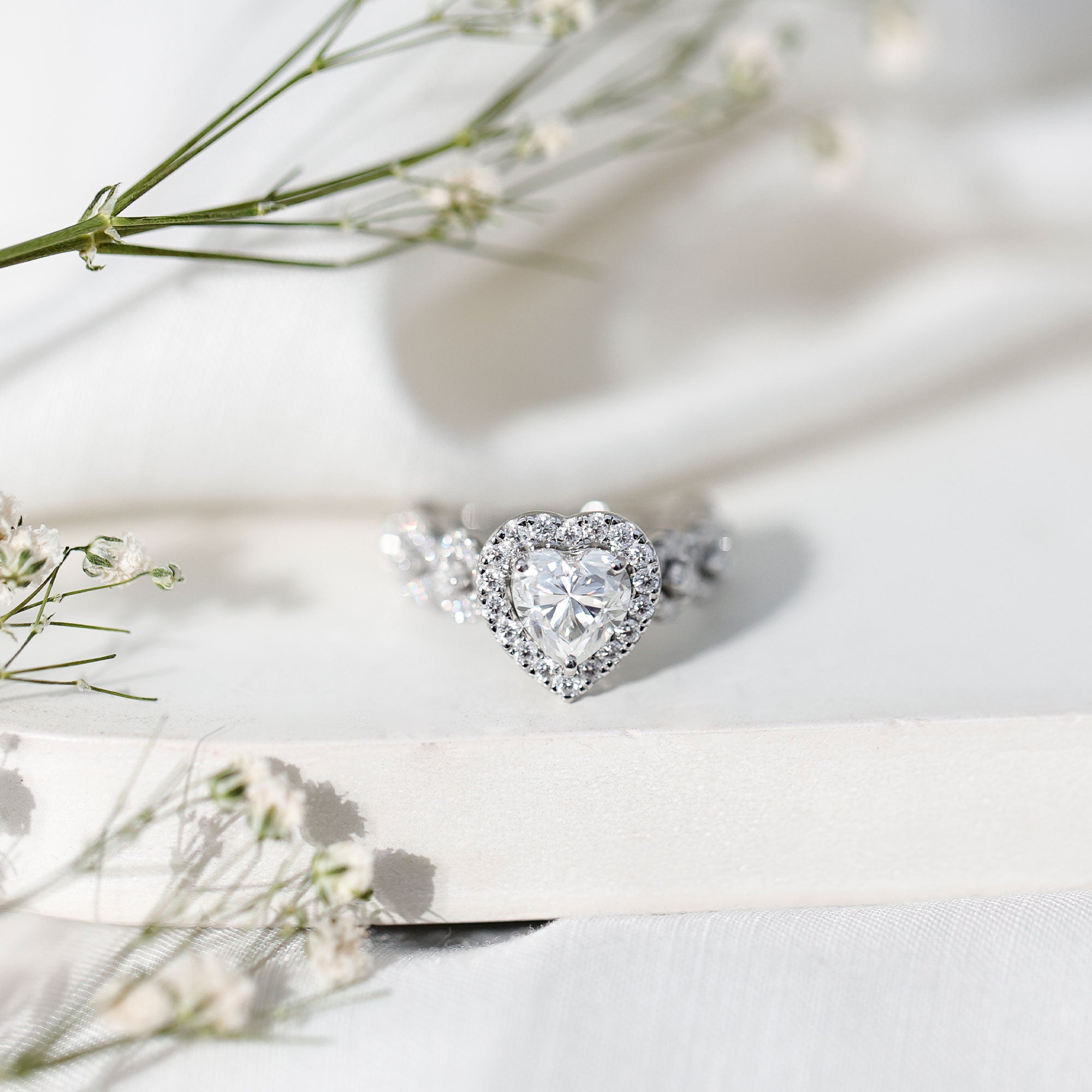 Vintage Inspired Lab Grown Diamond Heart Engagement Ring For Her Lab - ( EF-VS ) - Rosec Jewels