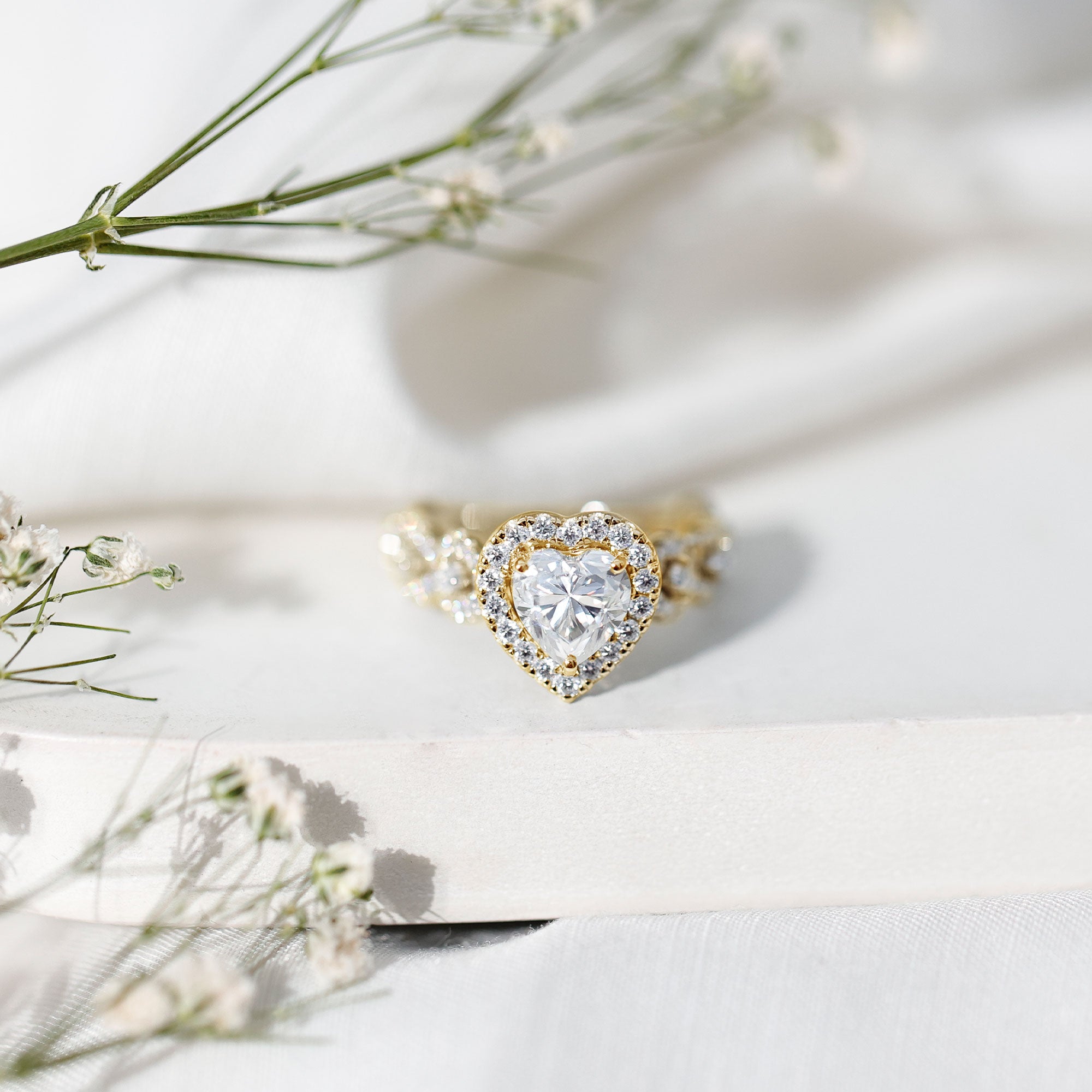 Vintage Inspired Lab Grown Diamond Heart Engagement Ring For Her Lab - ( EF-VS ) - Rosec Jewels