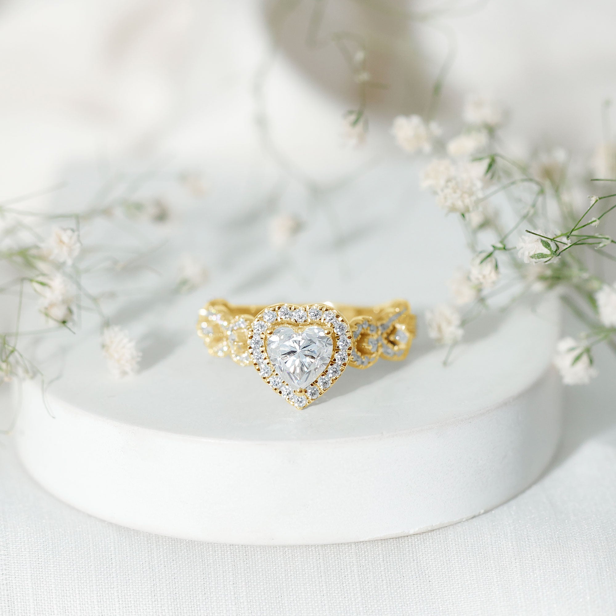 Vintage Inspired Lab Grown Diamond Heart Engagement Ring For Her Lab - ( EF-VS ) - Rosec Jewels