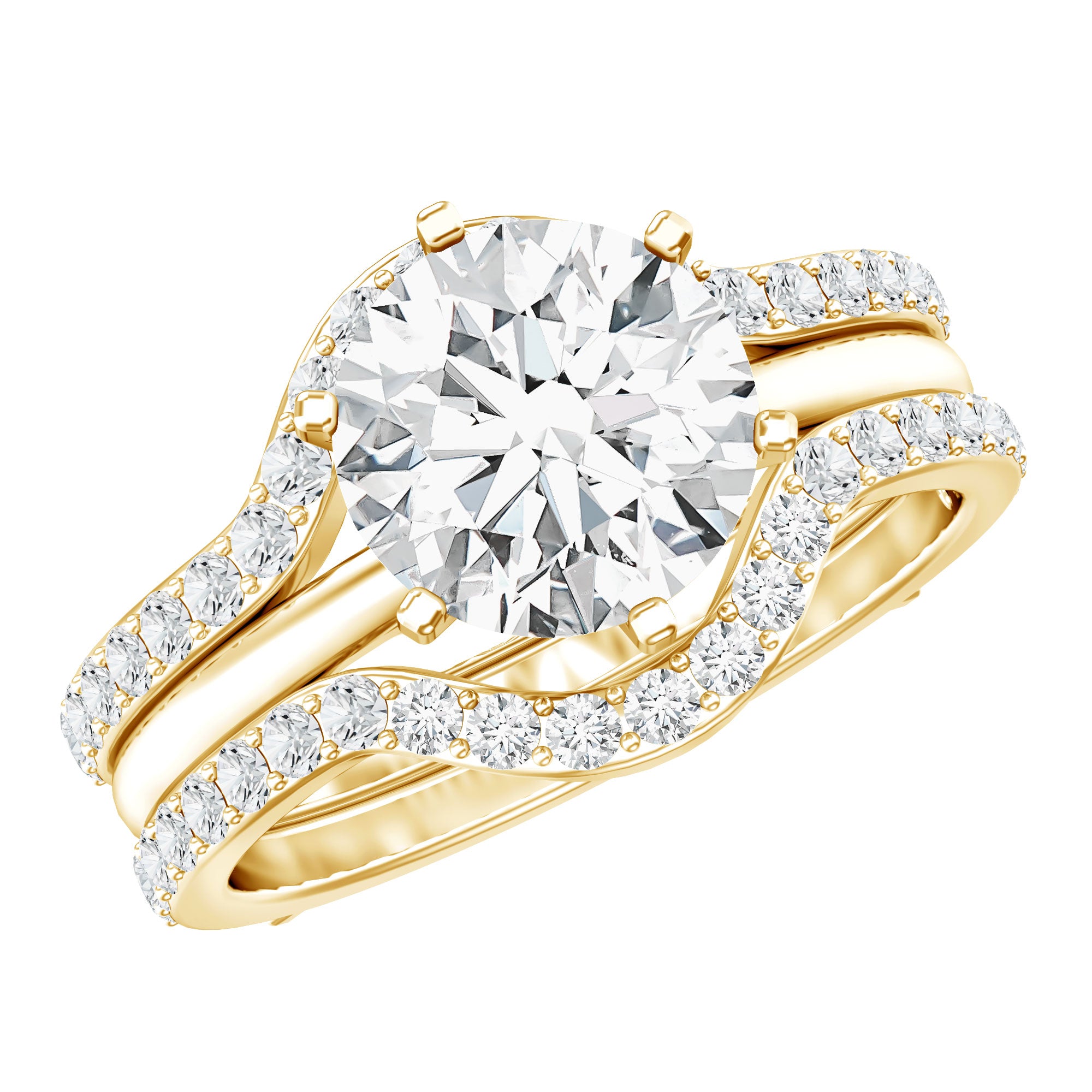 Lab Created Diamond Engagement Ring with Ring Guard Lab - ( EF-VS ) - Rosec Jewels