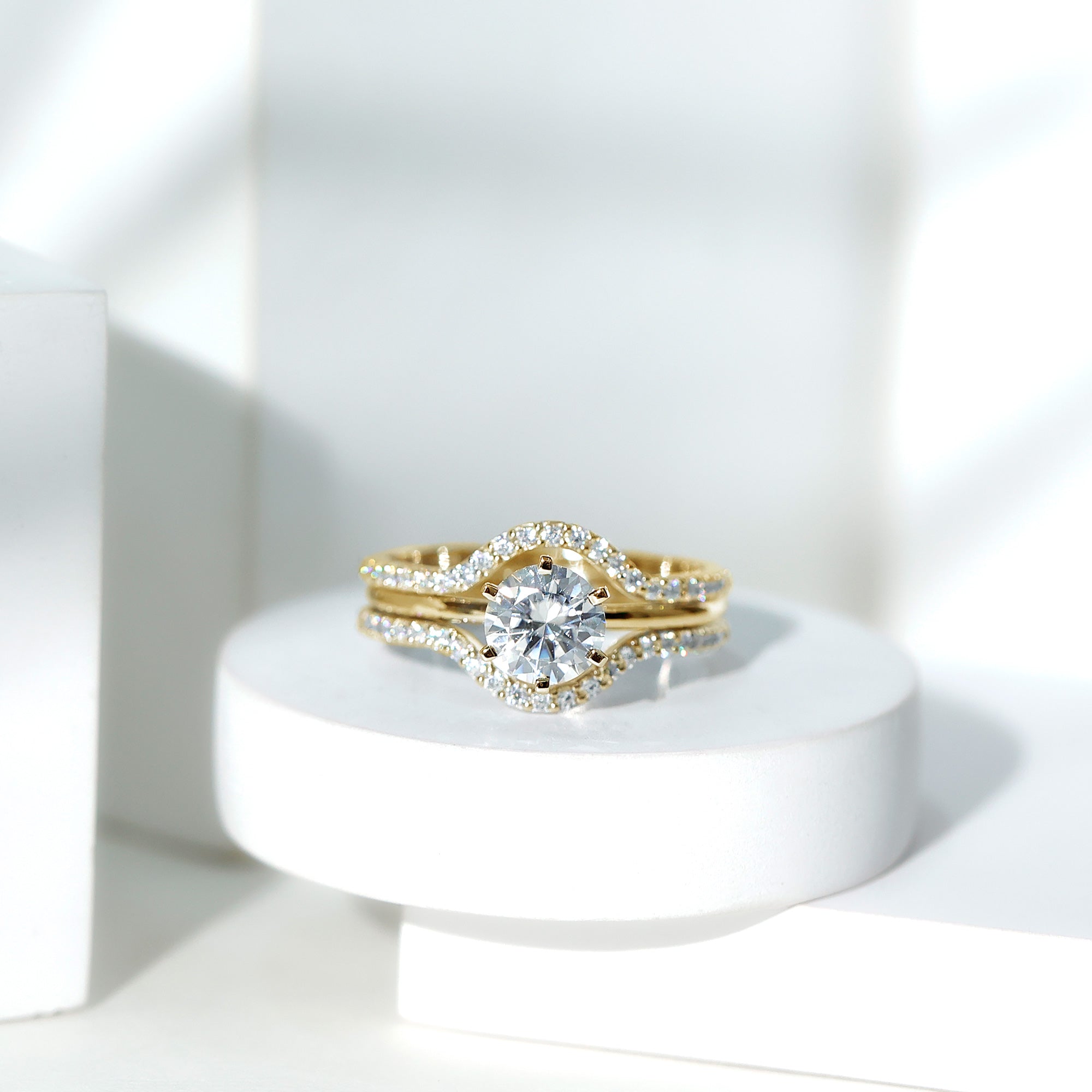 Lab Created Diamond Engagement Ring with Ring Guard Lab - ( EF-VS ) - Rosec Jewels