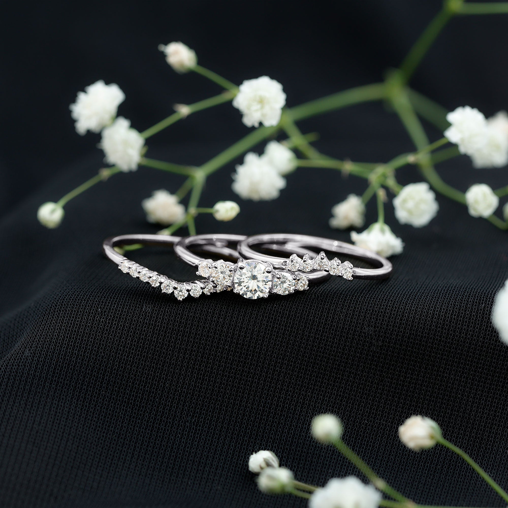 Rosec Jewels-Lab Grown Diamond Trio Wedding Ring Set For Bride