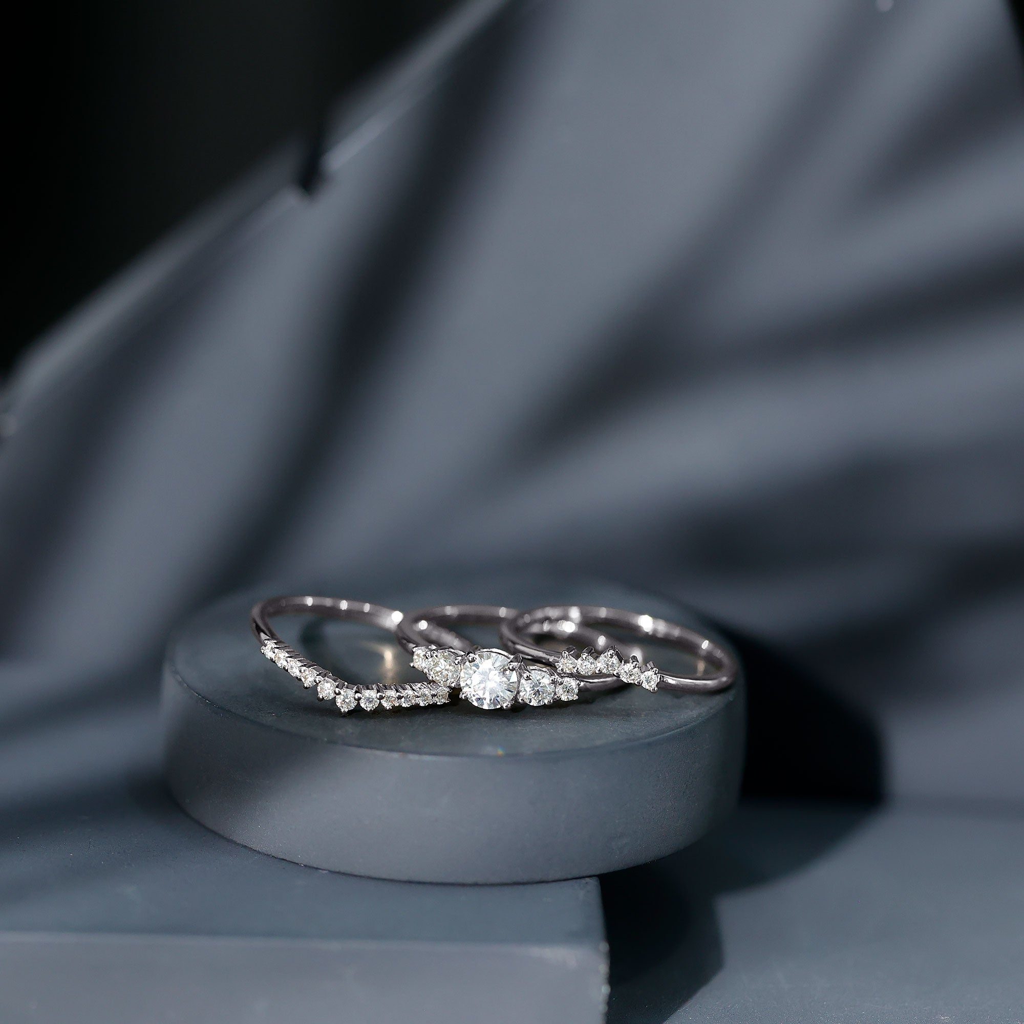 Lab Grown Diamond Trio Wedding Ring Set For Bride Lab - ( EF-VS ) - Rosec Jewels