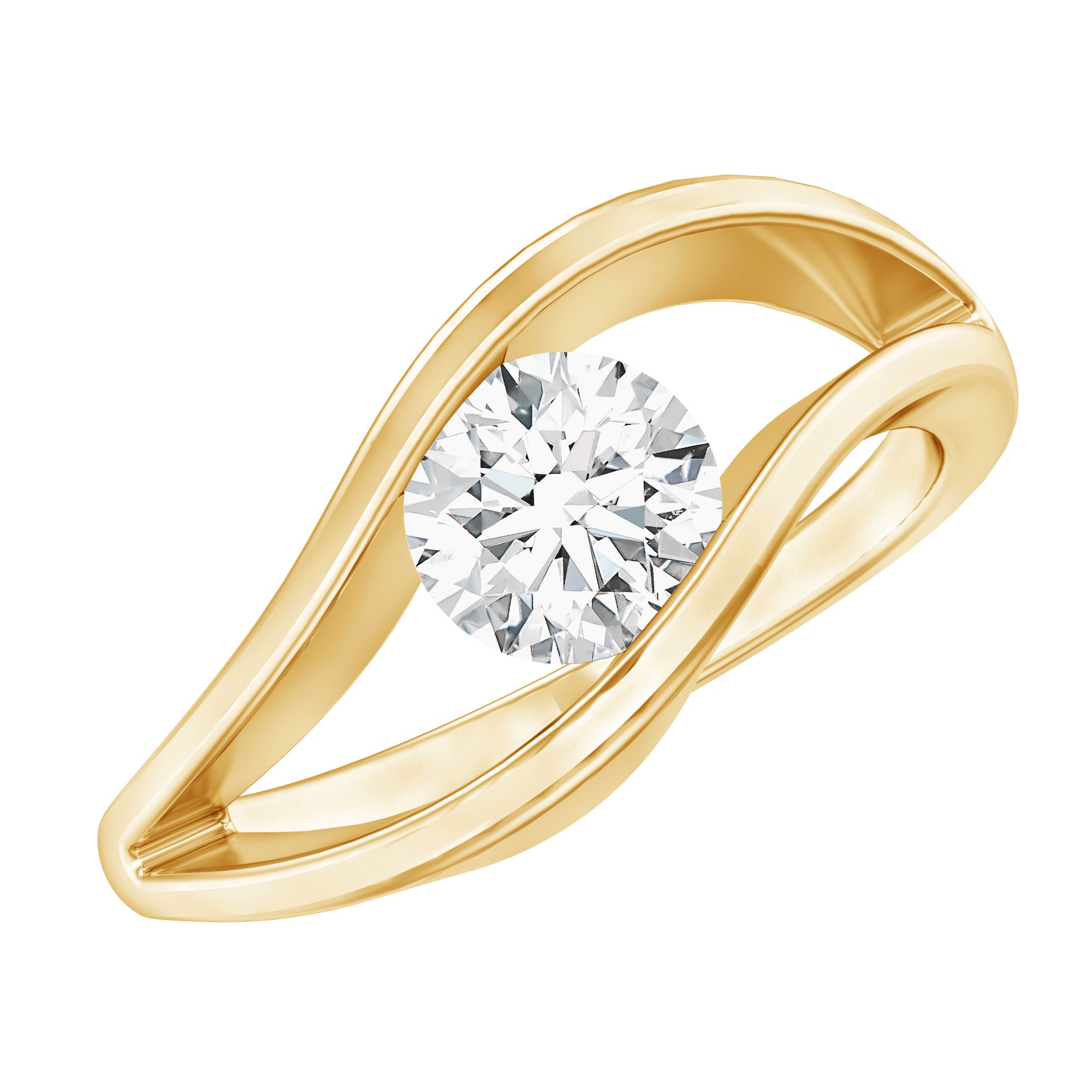 Certified 6 mm Lab Created Diamond Round Engagement Ring in Tension Setting Lab - ( EF-VS ) - Rosec Jewels