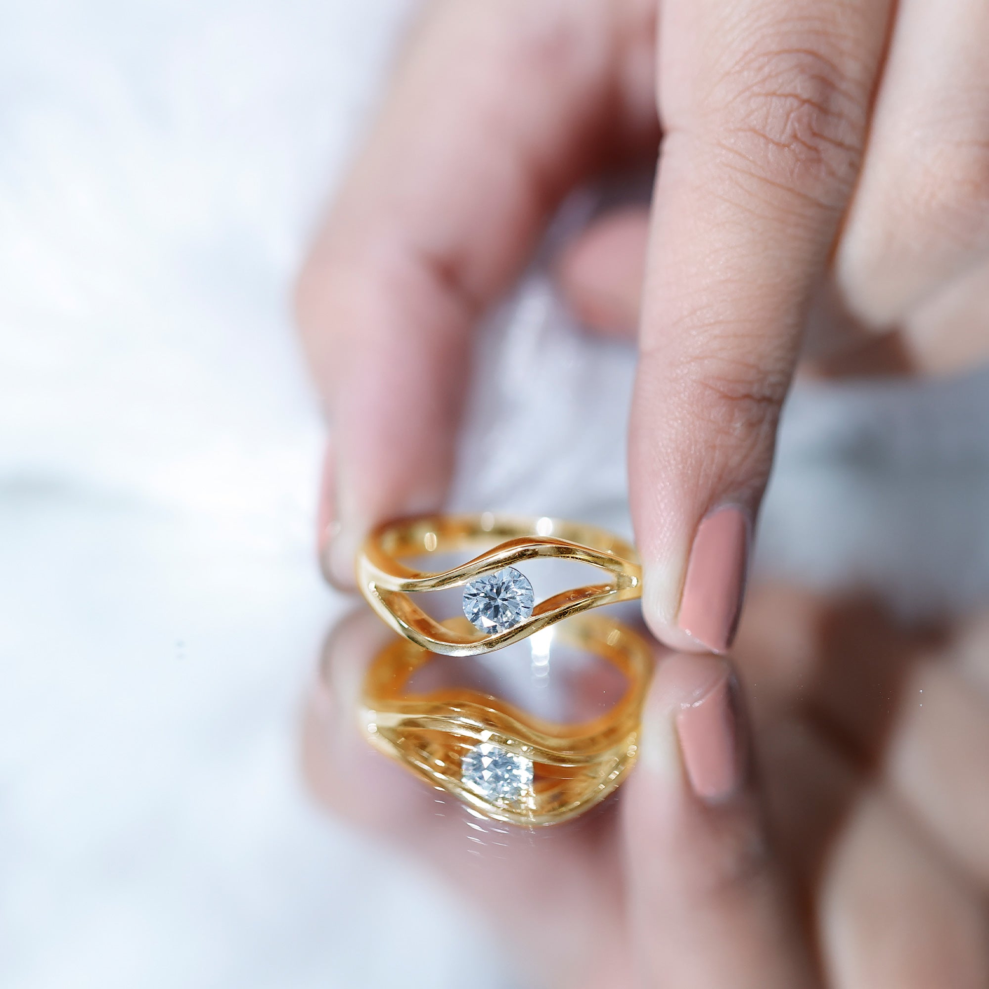 Certified 6 mm Lab Created Diamond Round Engagement Ring in Tension Setting Lab - ( EF-VS ) - Rosec Jewels