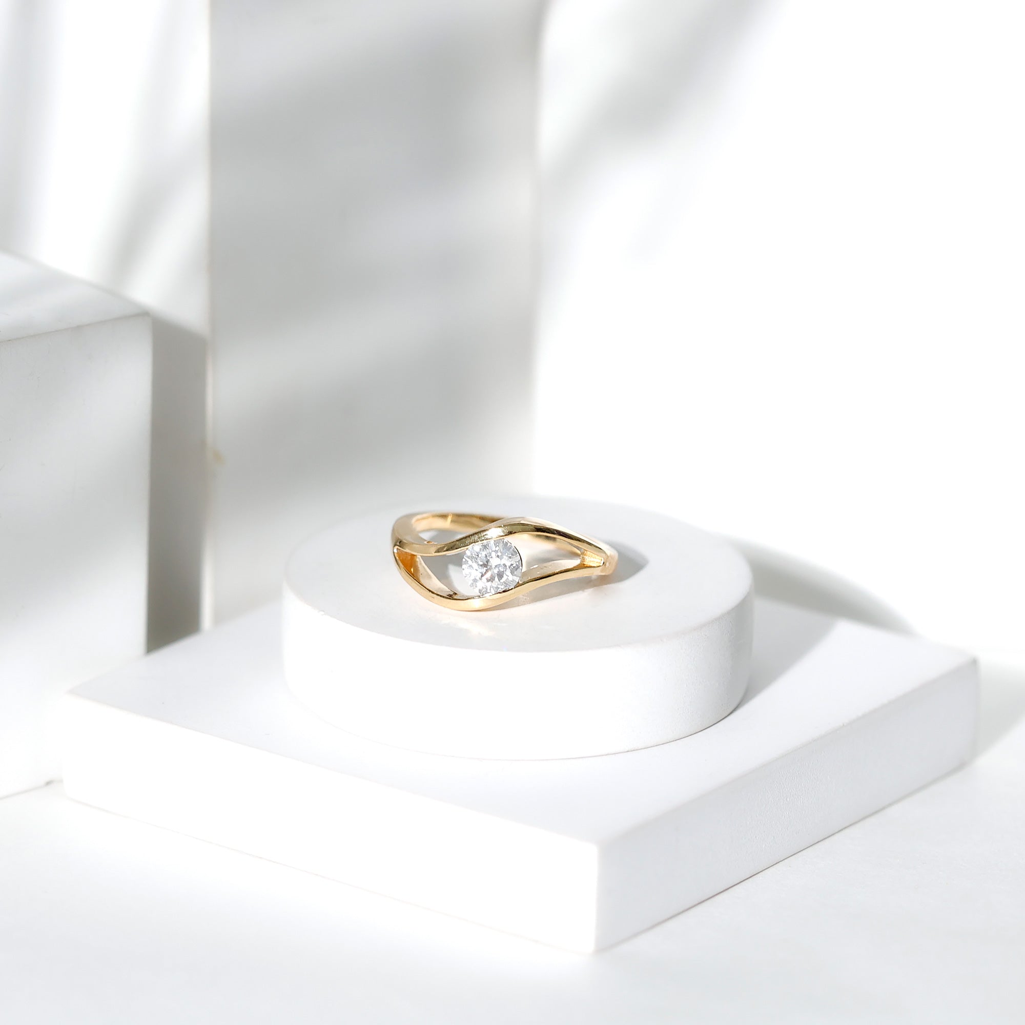 Certified 6 mm Lab Created Diamond Round Engagement Ring in Tension Setting Lab - ( EF-VS ) - Rosec Jewels