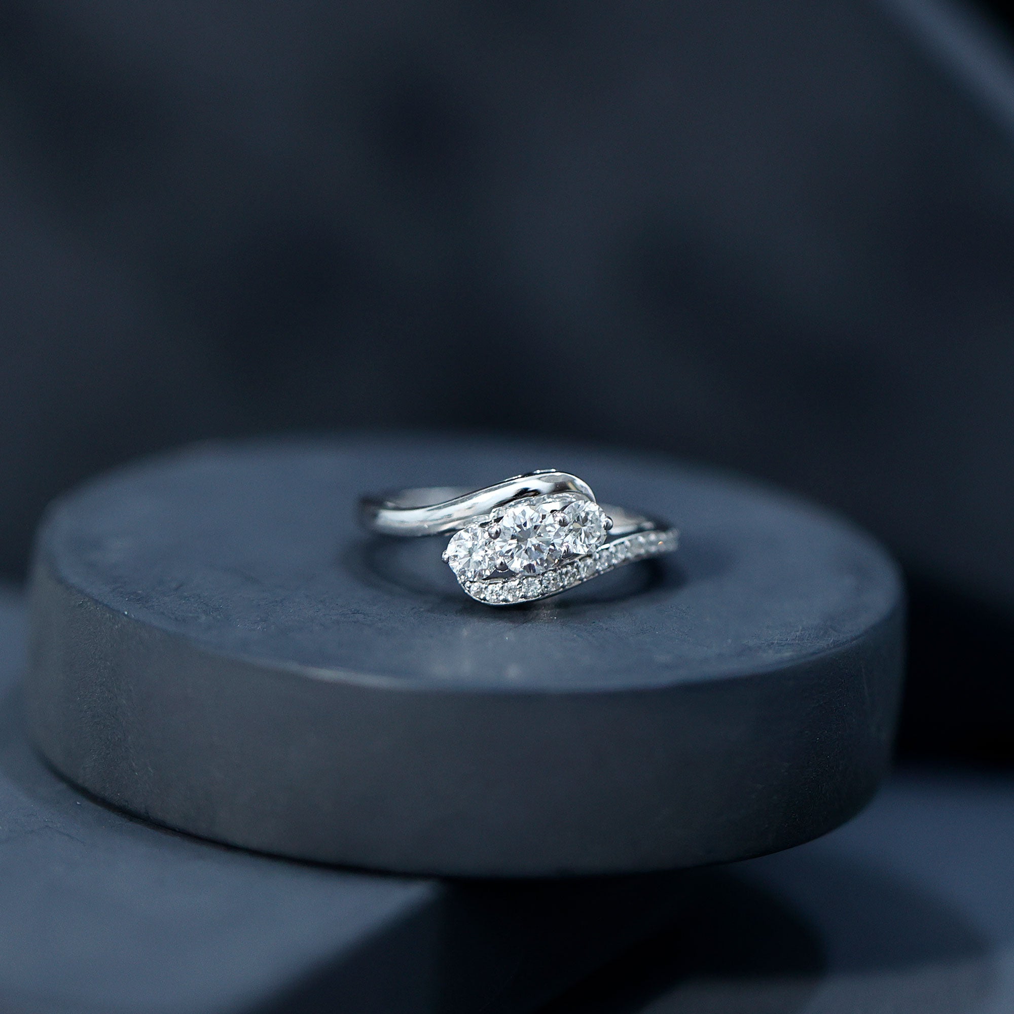 Certified Diamond 3 Stone Promise Ring Lab - ( EF-VS ) - Rosec Jewels