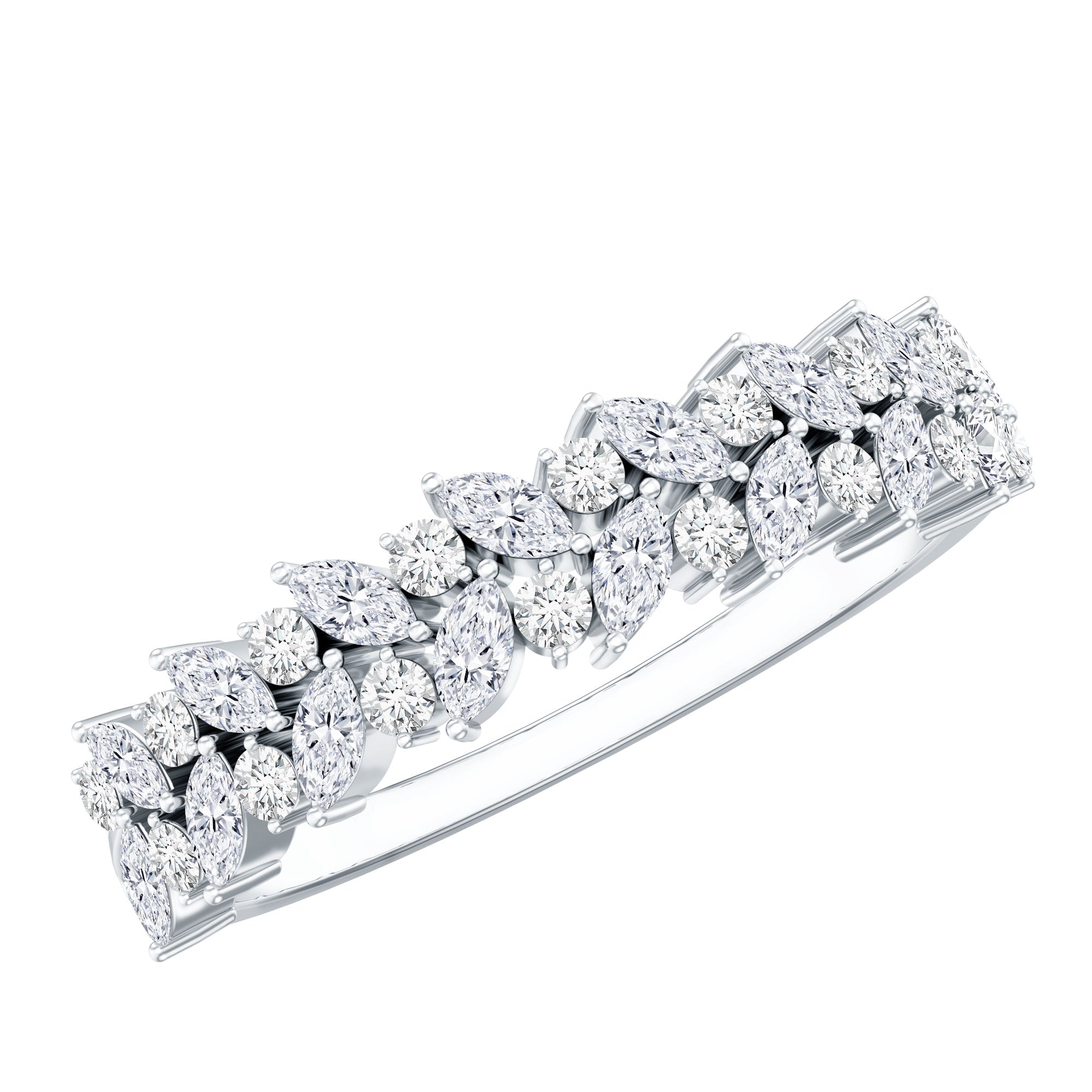 Certified Lab Grown Diamond Marquise Wedding Band Lab - ( EF-VS ) - Rosec Jewels