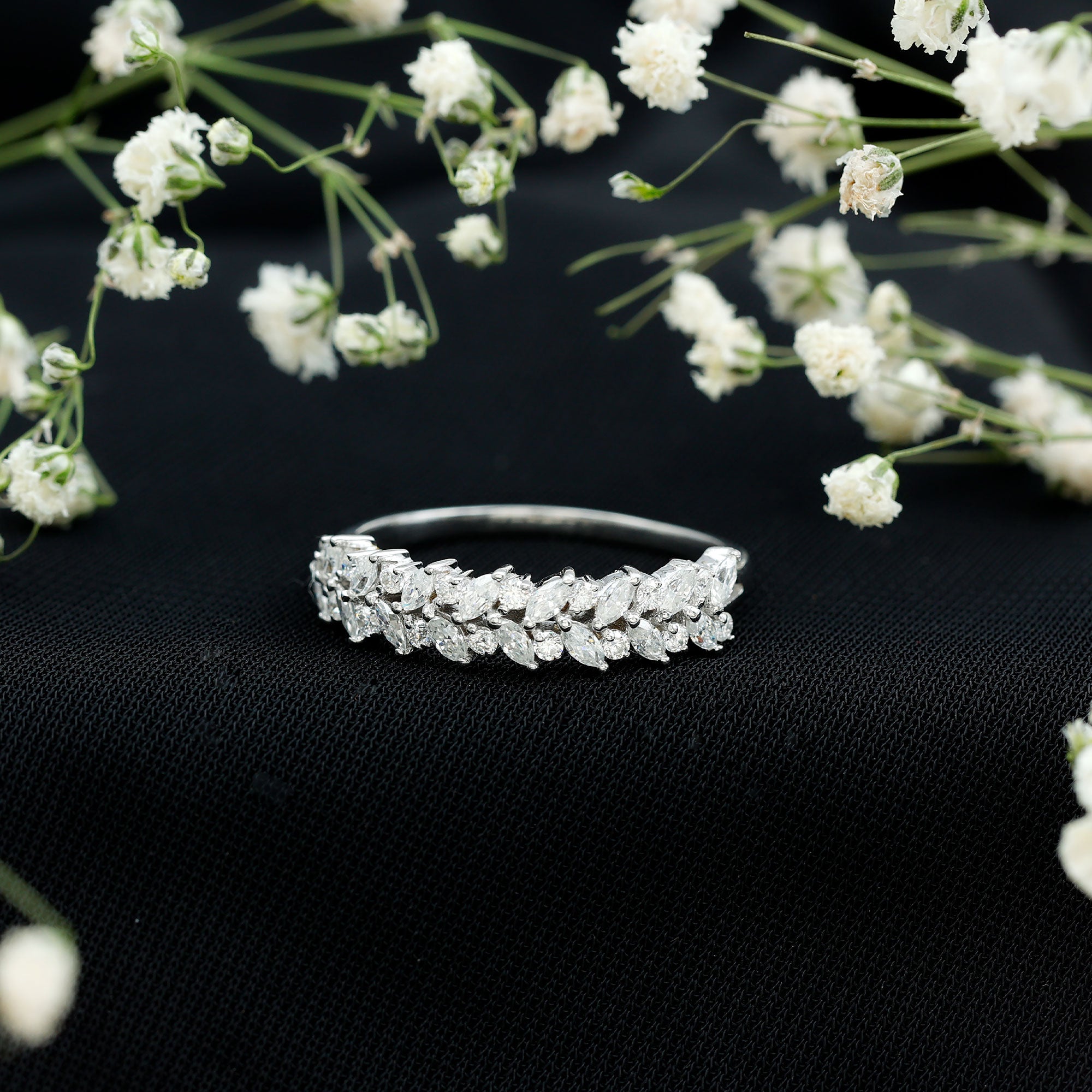 Certified Lab Grown Diamond Marquise Wedding Band Lab - ( EF-VS ) - Rosec Jewels