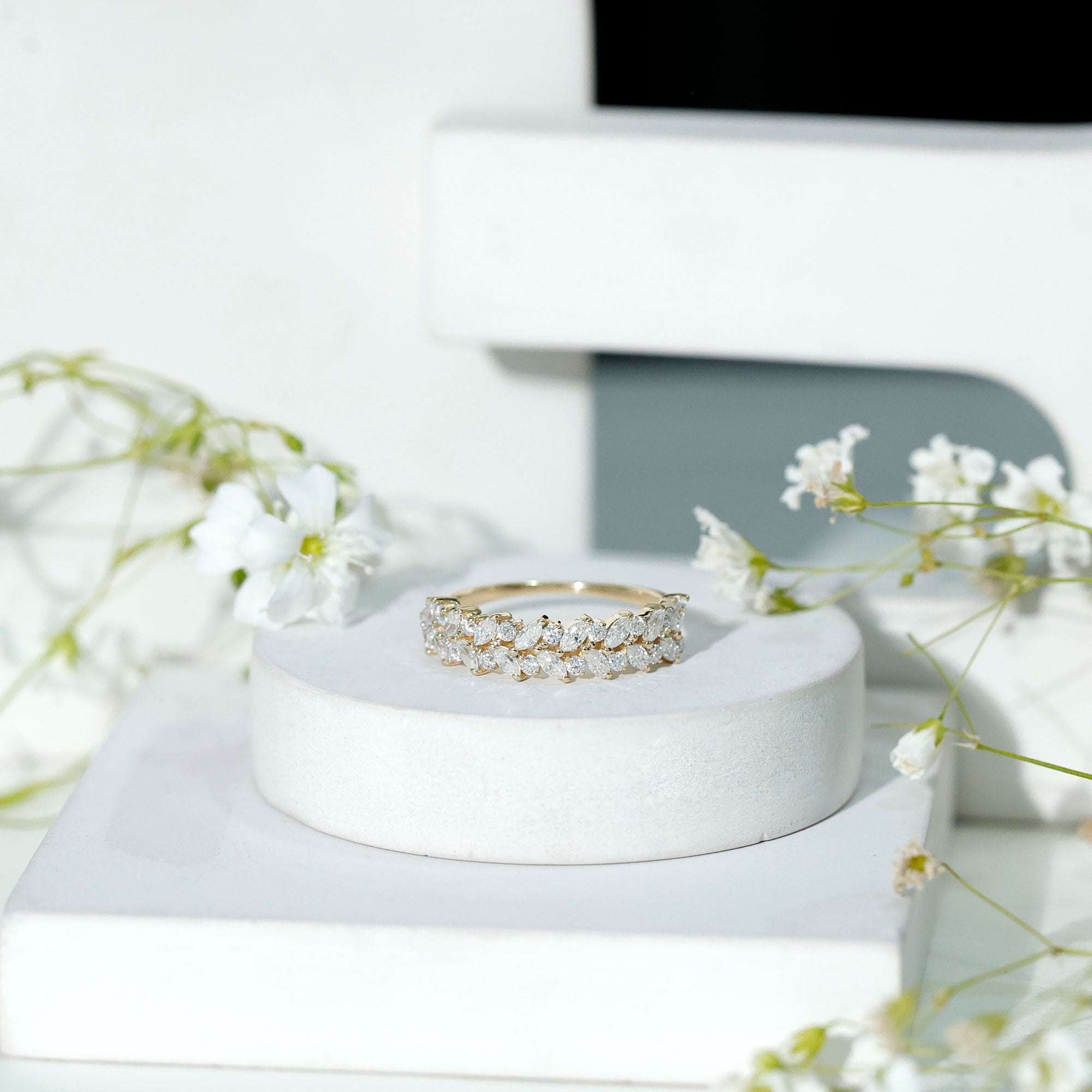 Certified Lab Grown Diamond Marquise Wedding Band Lab - ( EF-VS ) - Rosec Jewels
