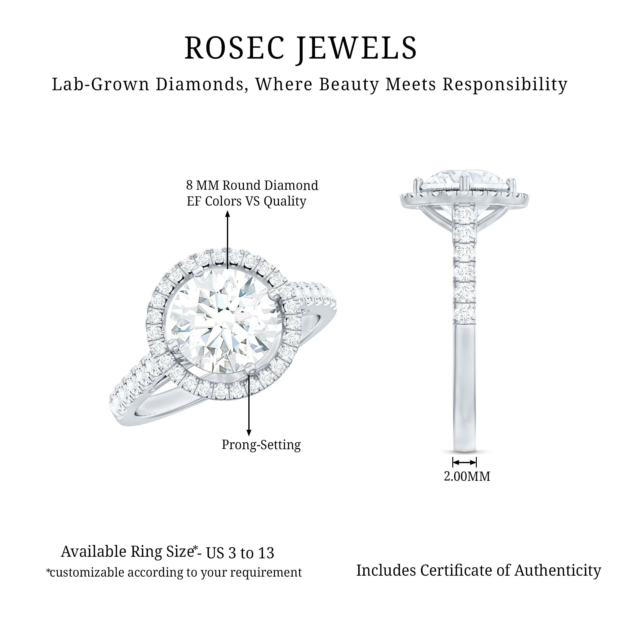 Rosec Jewels-2 Carat Ethical Diamond Circle Engagement Ring