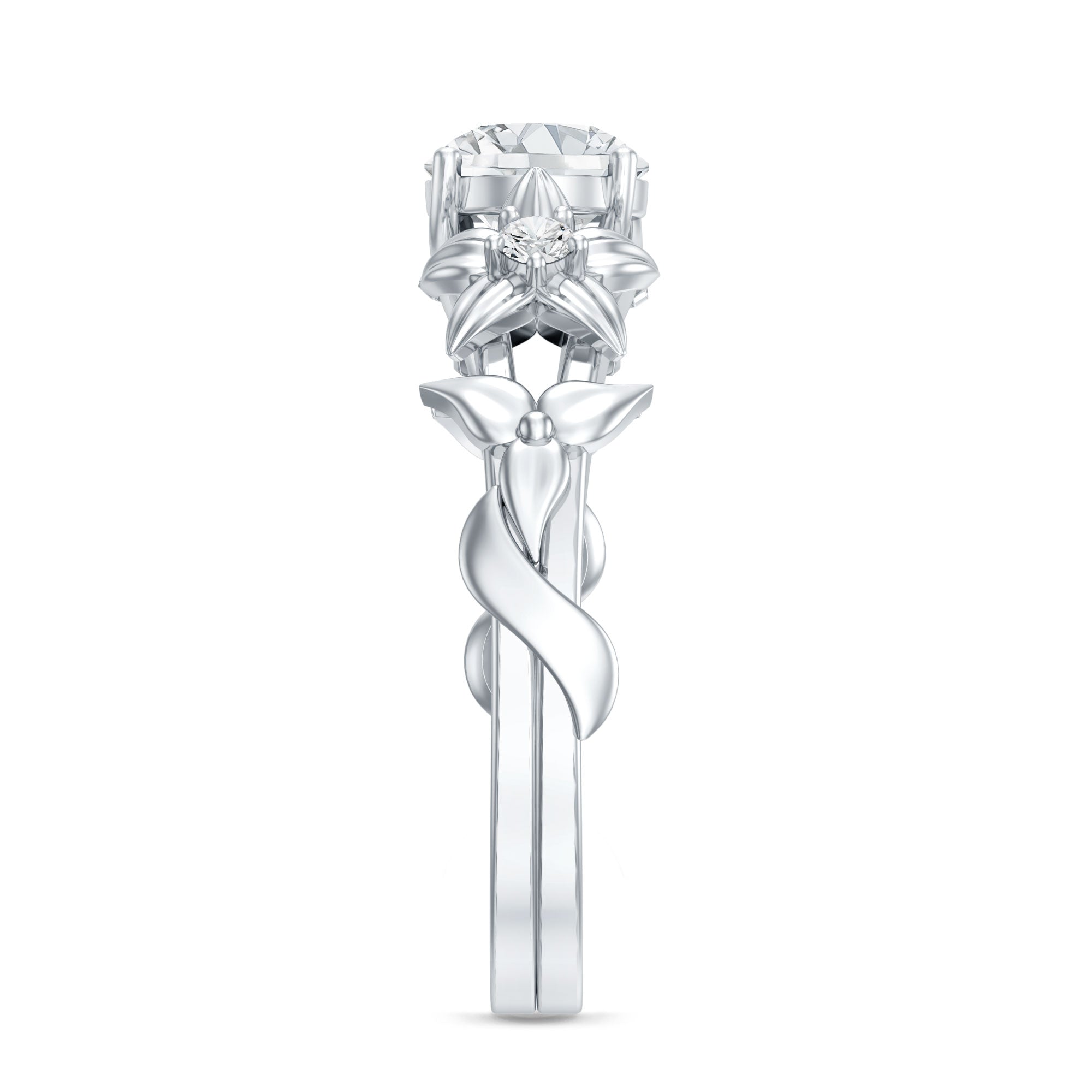 Certified 1 Ct Lab Grown Diamond Nature Engagement Ring Lab - ( EF-VS ) - Rosec Jewels