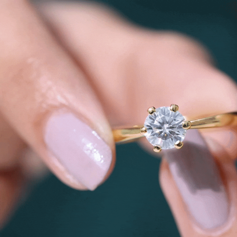 Brilliant Cut Lab Grown Diamond Solitaire Engagement Ring With 6 Prongs Lab - ( EF-VS ) - Rosec Jewels
