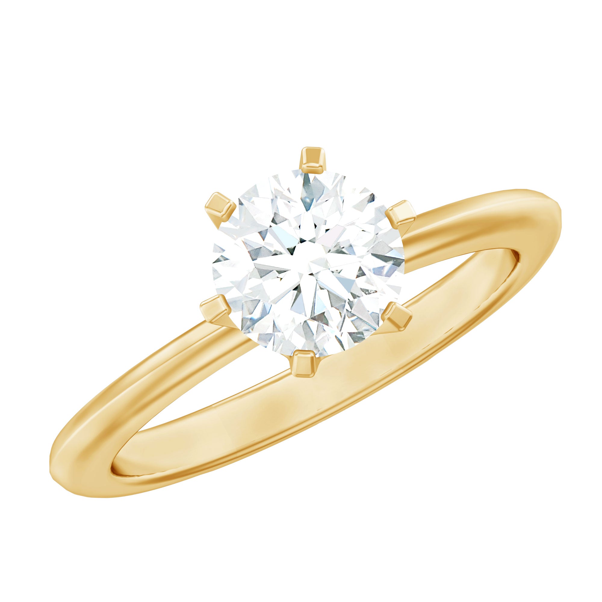 Rosec Jewels-Brilliant Cut Lab Grown Diamond Solitaire Engagement Ring With 6 Prongs