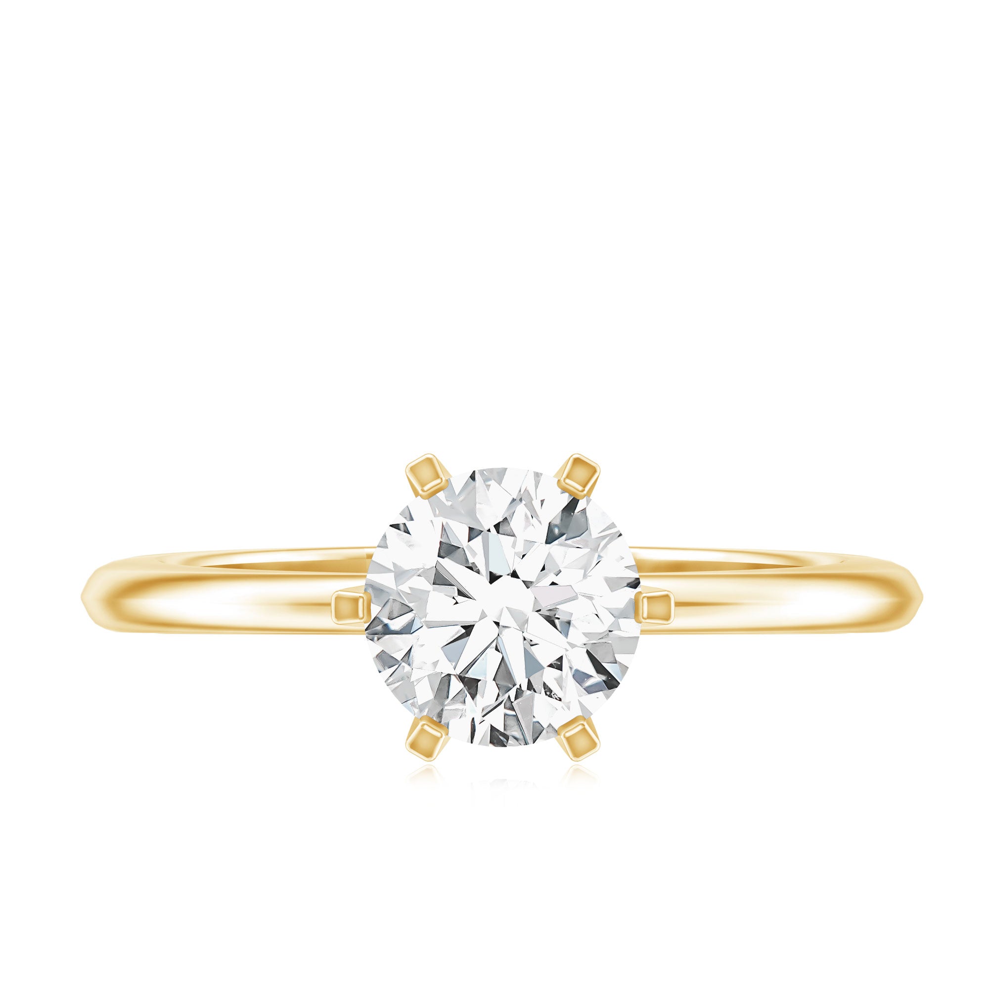 Brilliant Cut Lab Grown Diamond Solitaire Engagement Ring With 6 Prongs Lab - ( EF-VS ) - Rosec Jewels