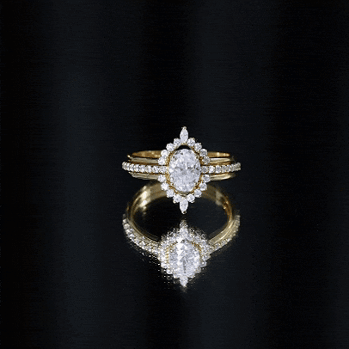 Certified Lab Grown Diamond Vintage Engagement Ring Set With 3 Pieces Lab - ( EF-VS ) - Rosec Jewels