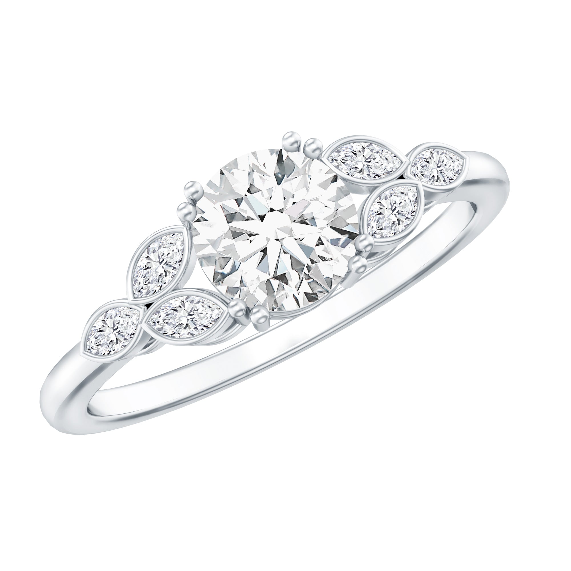 Certified 0.9 Carat Round Diamond Promise Engagement Ring For Her Lab - ( EF-VS ) - Rosec Jewels