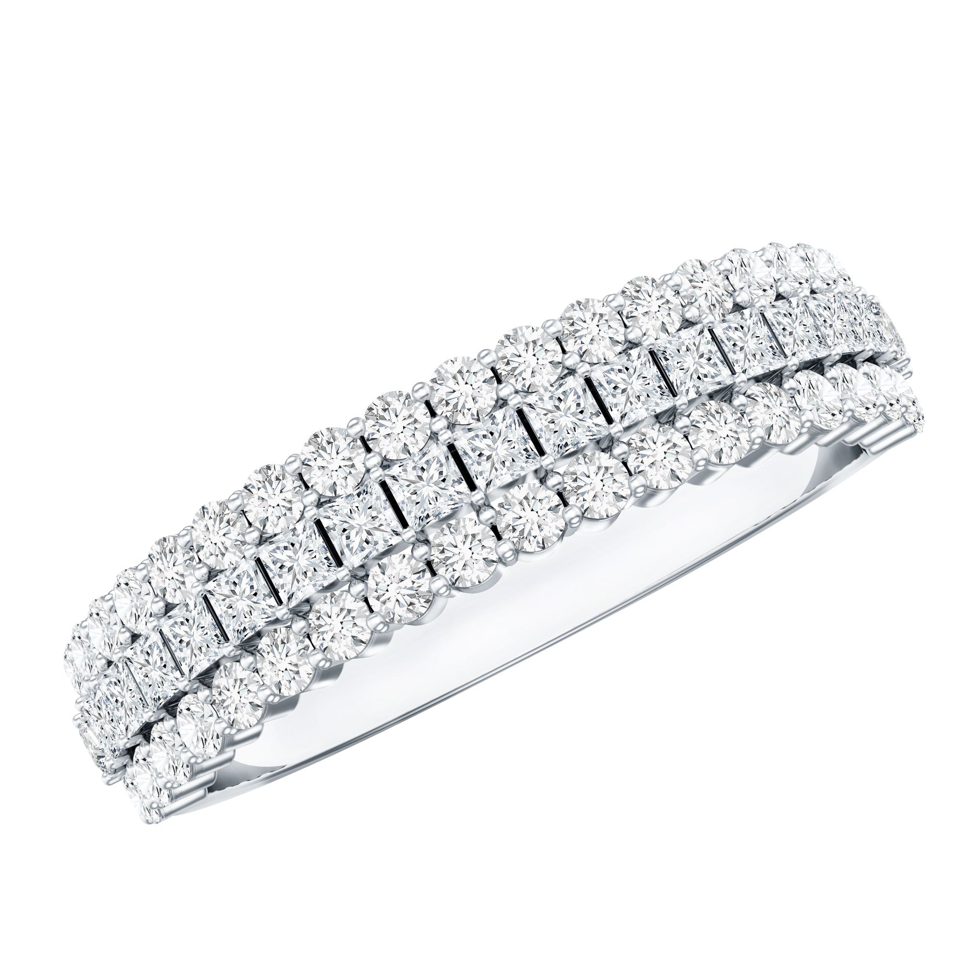 Half Eternity Lab Grown Diamond Wedding Band Lab - ( EF-VS ) - Rosec Jewels