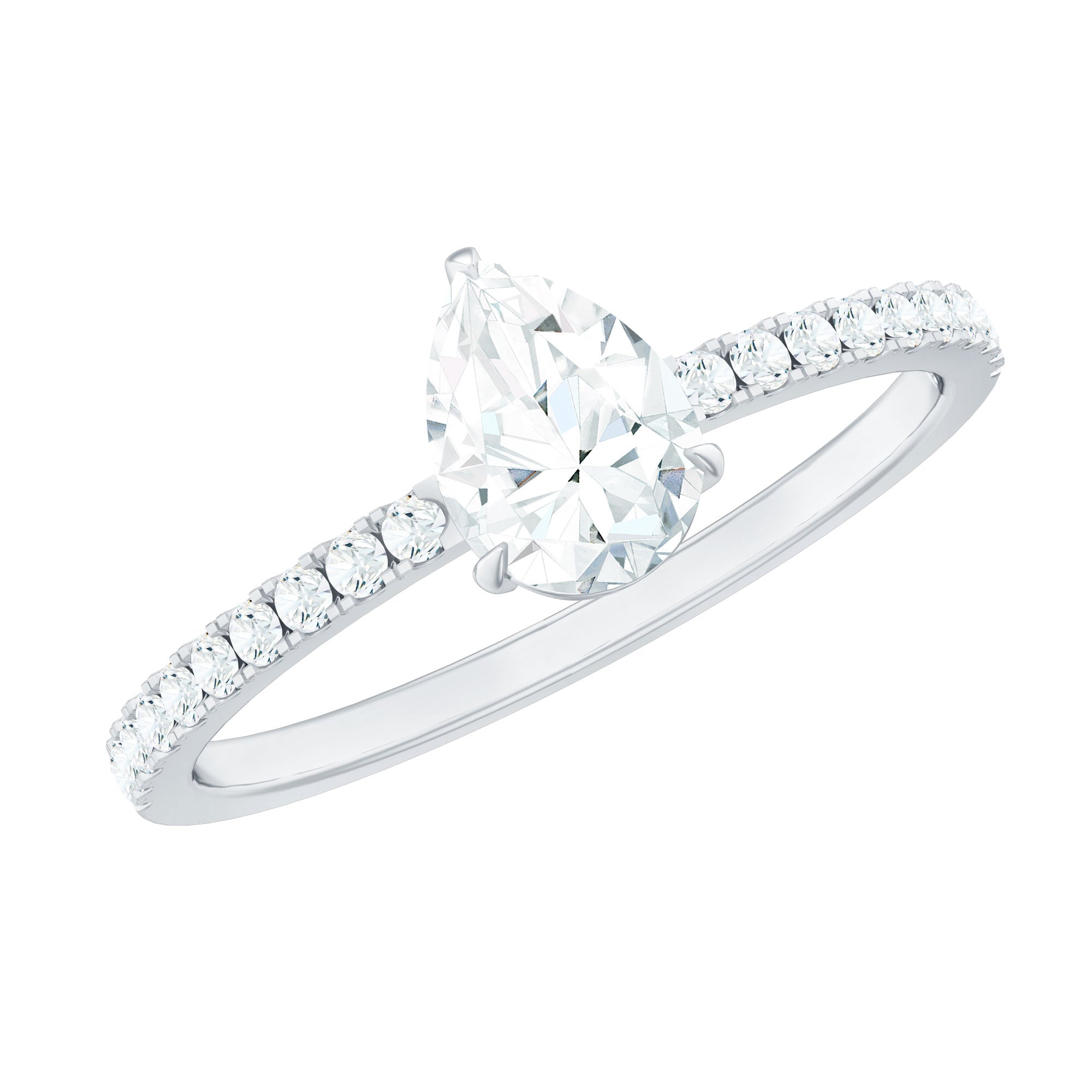 Rosec Jewels-1 CT Pear Cut Man Made Diamond Engagement Ring