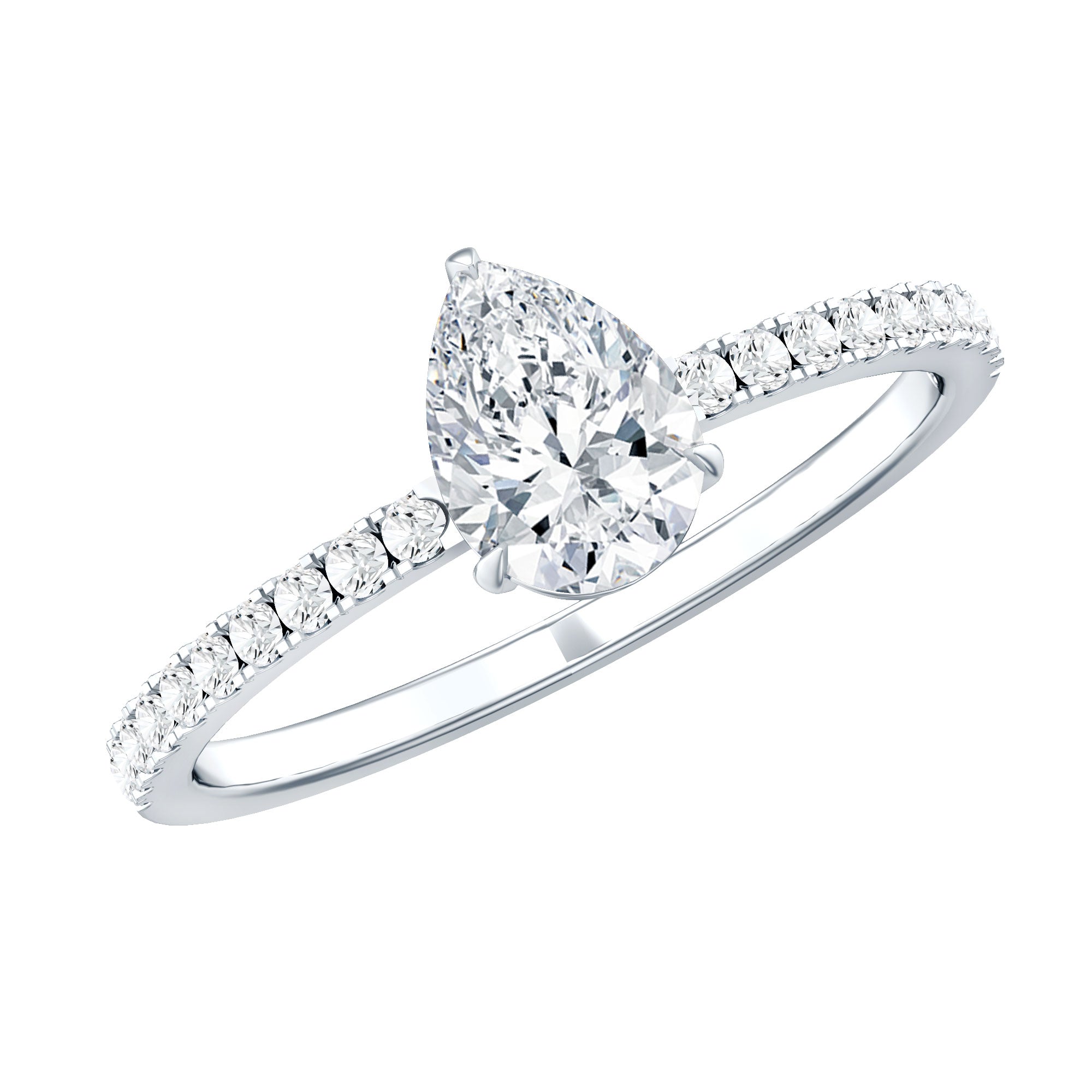 1 CT Pear Cut Man Made Diamond Engagement Ring