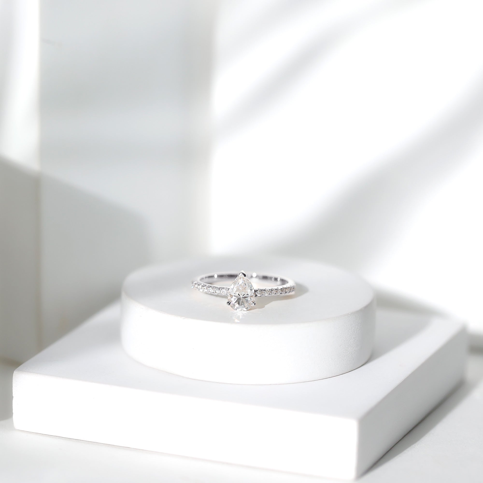 Rosec Jewels-1 CT Pear Cut Man Made Diamond Engagement Ring