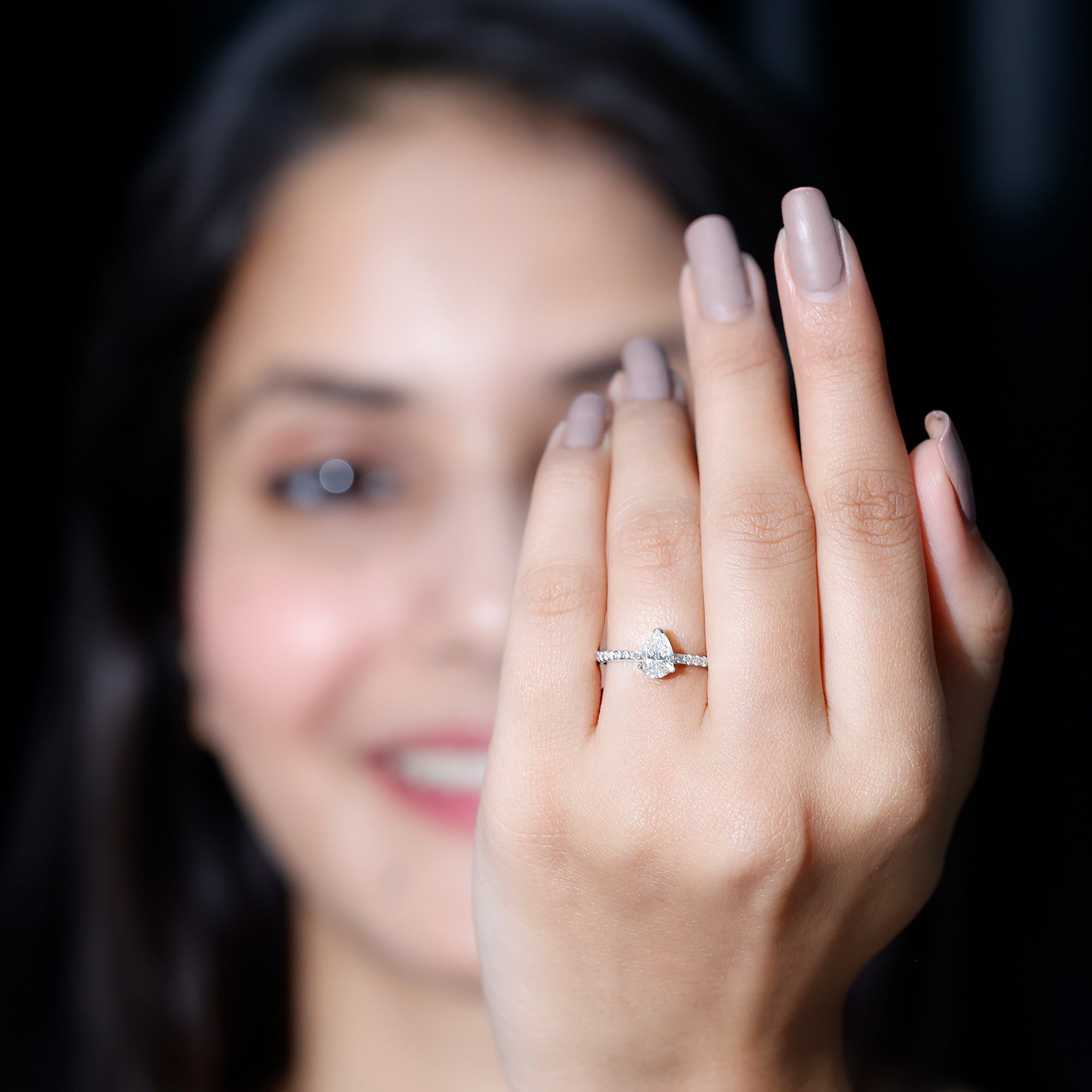 Rosec Jewels-1 CT Pear Cut Man Made Diamond Engagement Ring