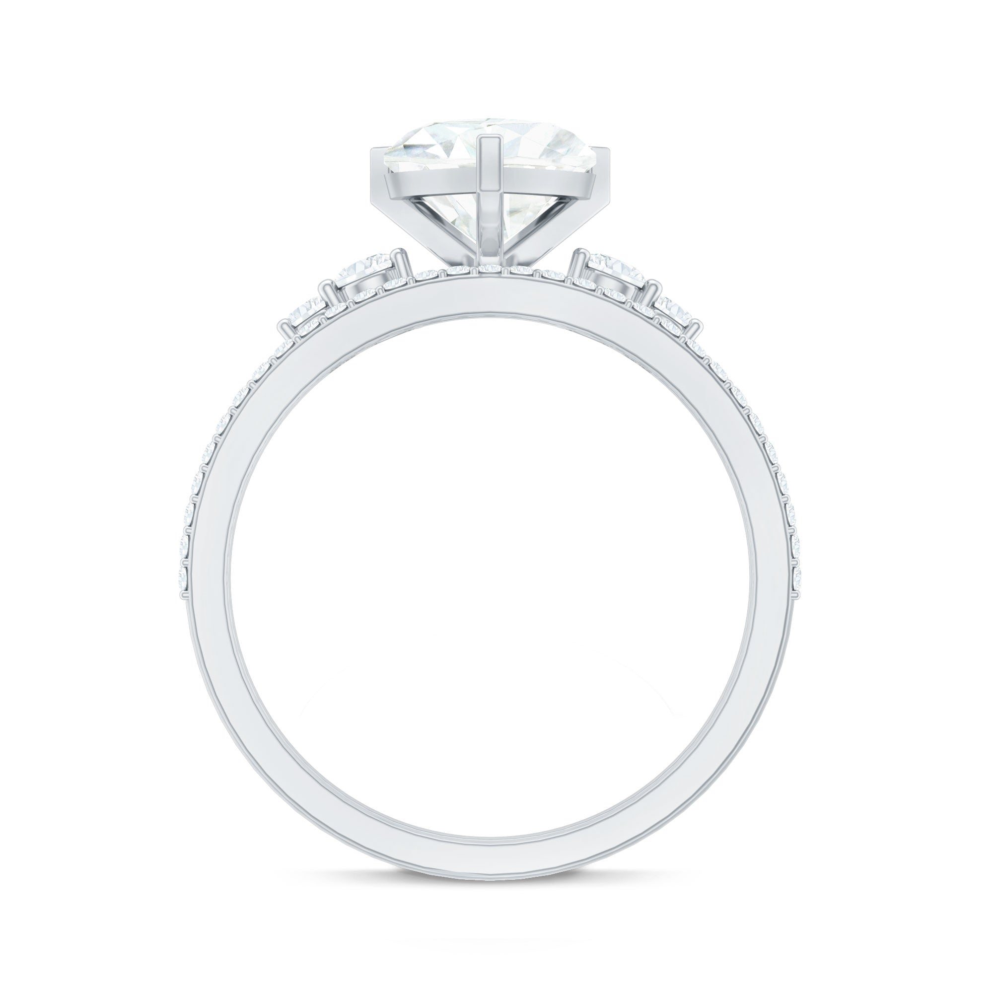 Rosec Jewels-Certified Lab Grown Diamond 7MM Heart Bridal Ring Set