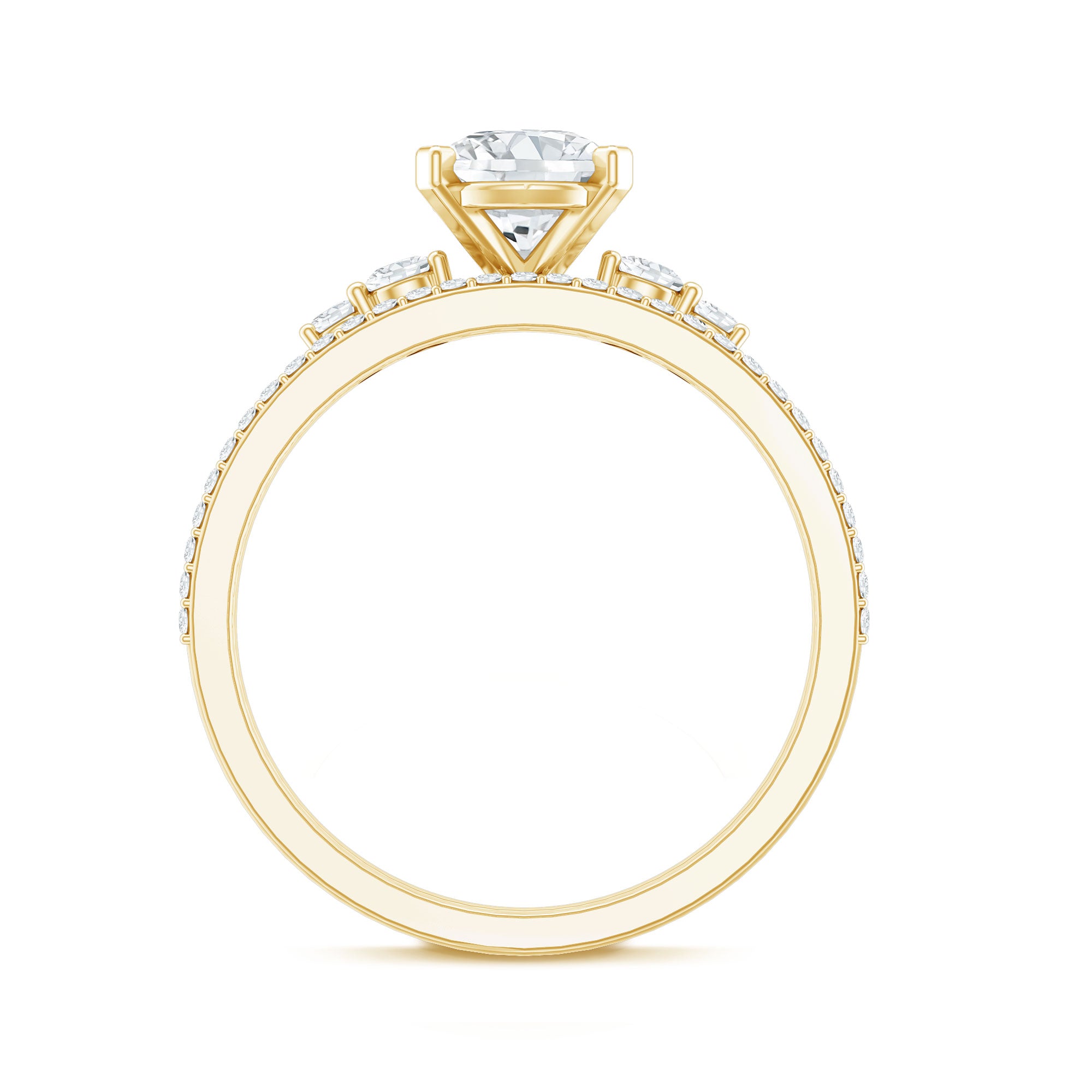 Certified Lab Grown Diamond 6X8 MM Teardrop Bridal Ring Set Lab - ( EF-VS ) - Rosec Jewels