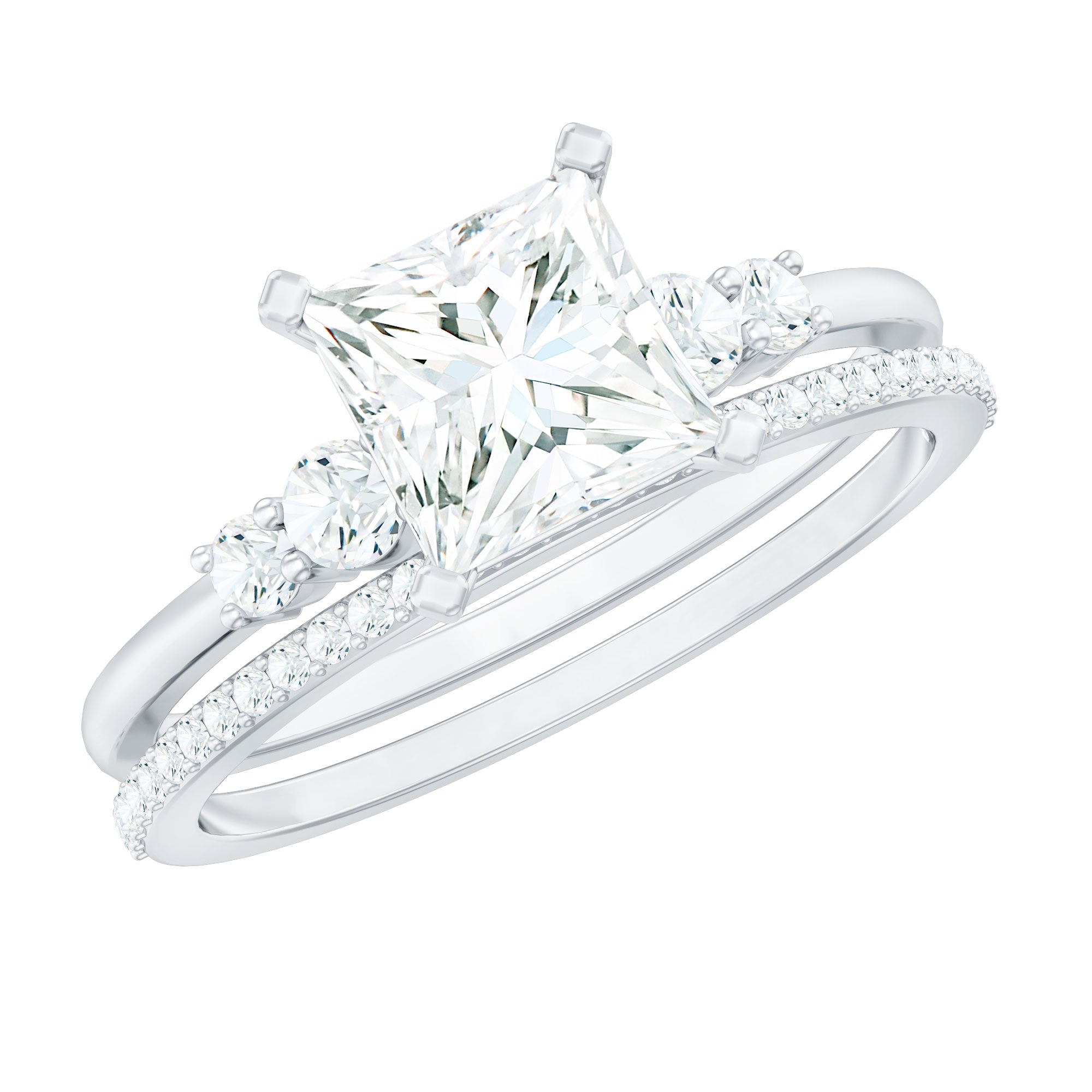 Rosec Jewels-Lab Grown Diamond 6 MM Princess Cut Engagement Ring With Enhancer