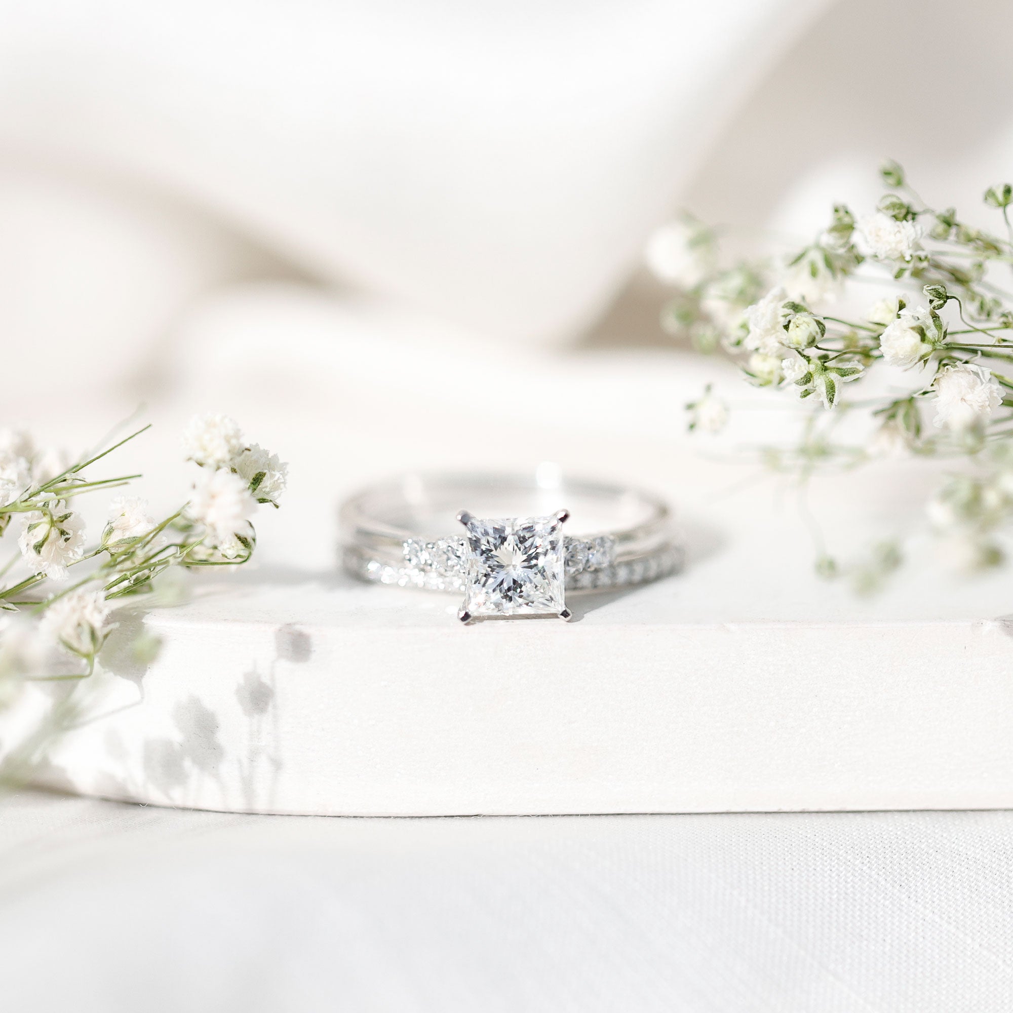 1.2 Carat Lab Grown Diamond Princess Cut Engagement Ring With Enhancer Lab - ( EF-VS ) - Rosec Jewels