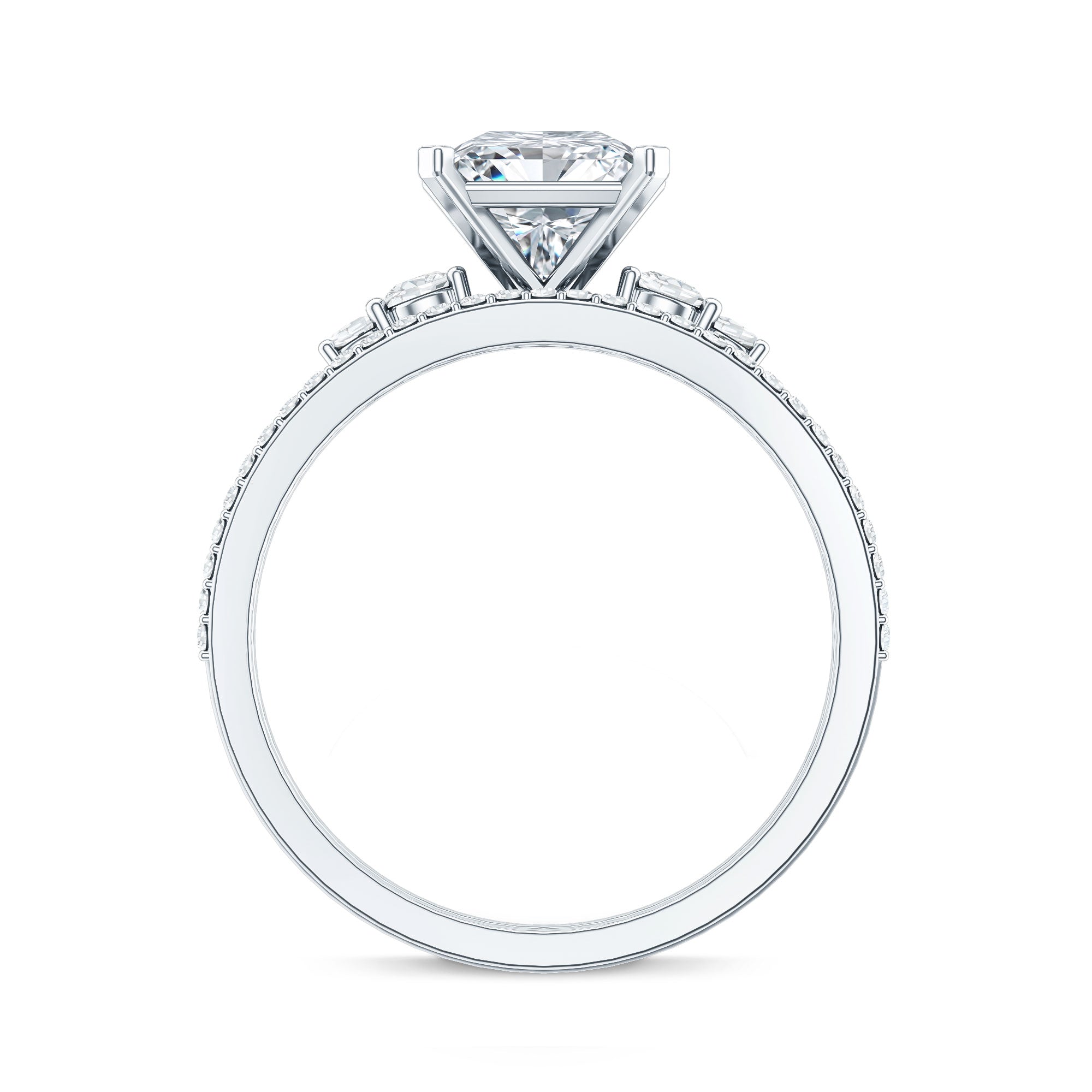 Lab Grown Diamond 6 MM Princess Cut Engagement Ring With Enhancer Lab - ( EF-VS ) - Rosec Jewels