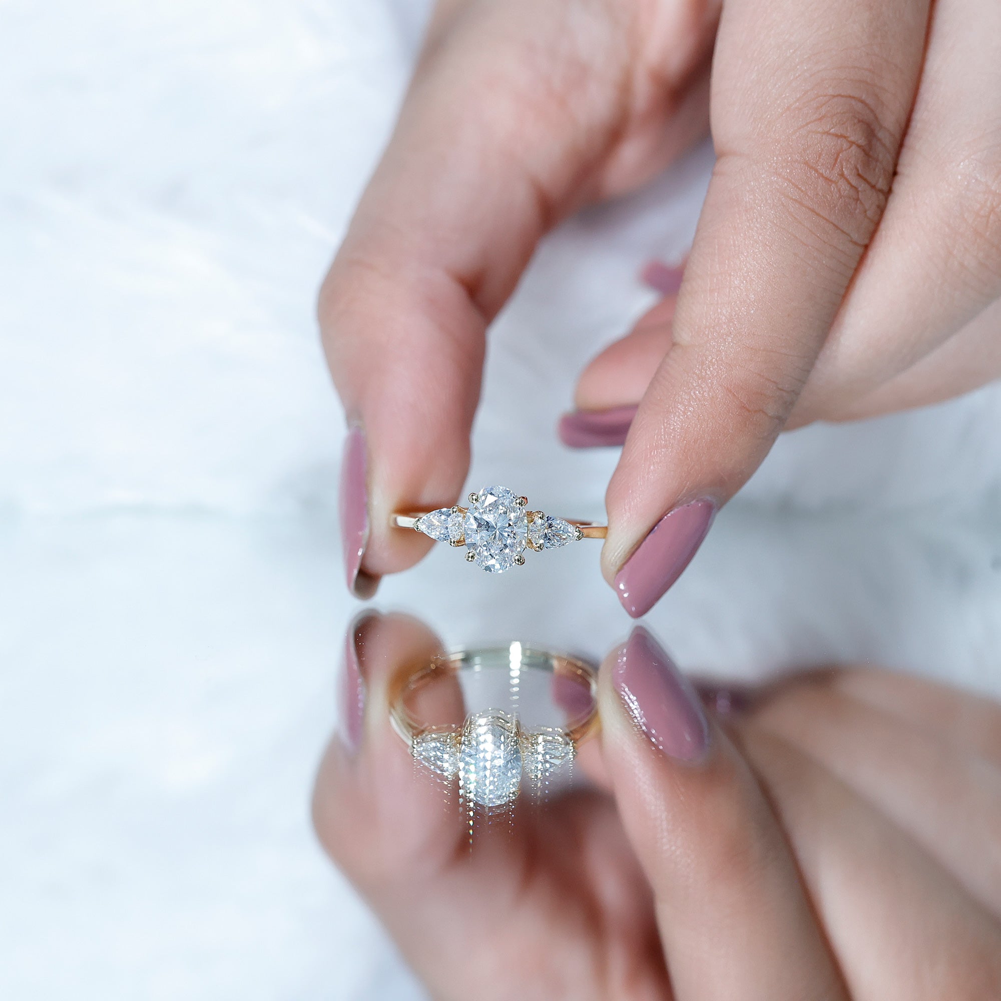 Rosec Jewels-1 Carat Lab Grown Diamond Three Stone Engagement Ring with IGI Certificate