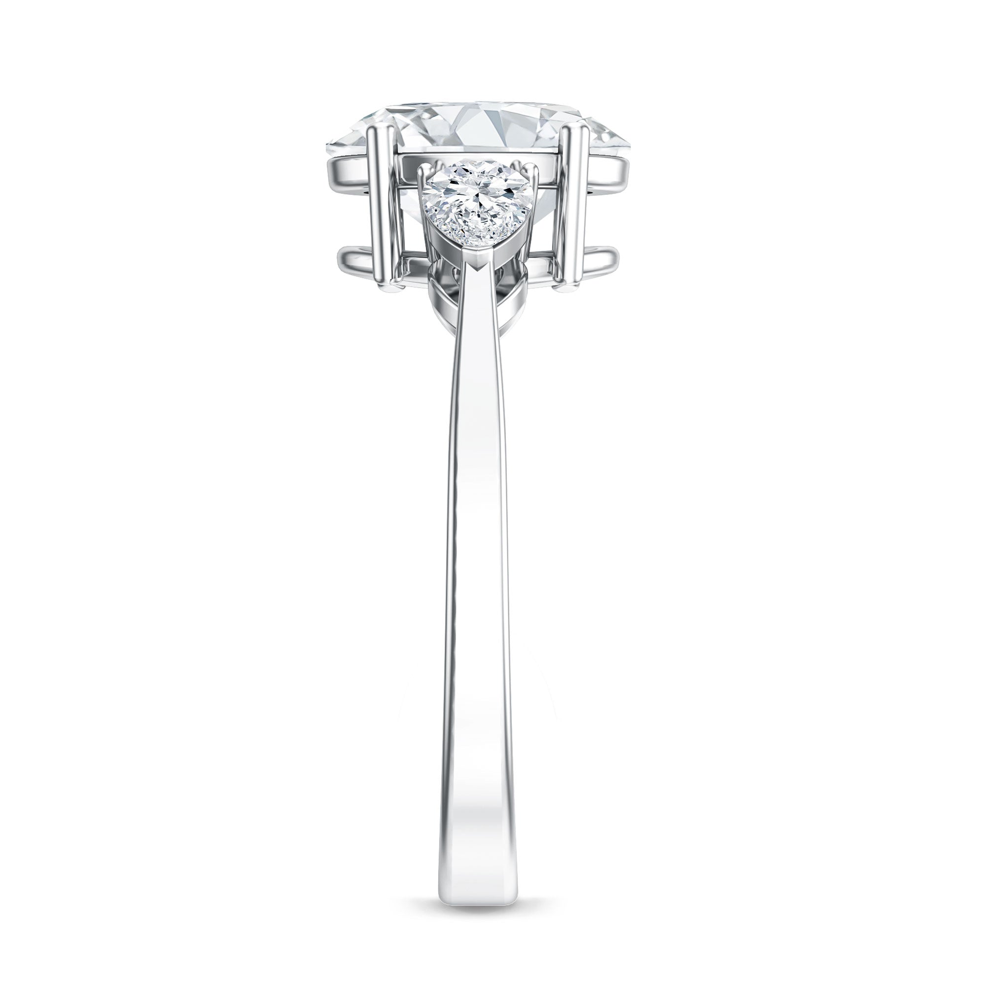 2 Carat Oval Lab Grown Diamond Three Stone Engagement Ring with IGI Certificate Lab - ( E-VS1 ) - Rosec Jewels