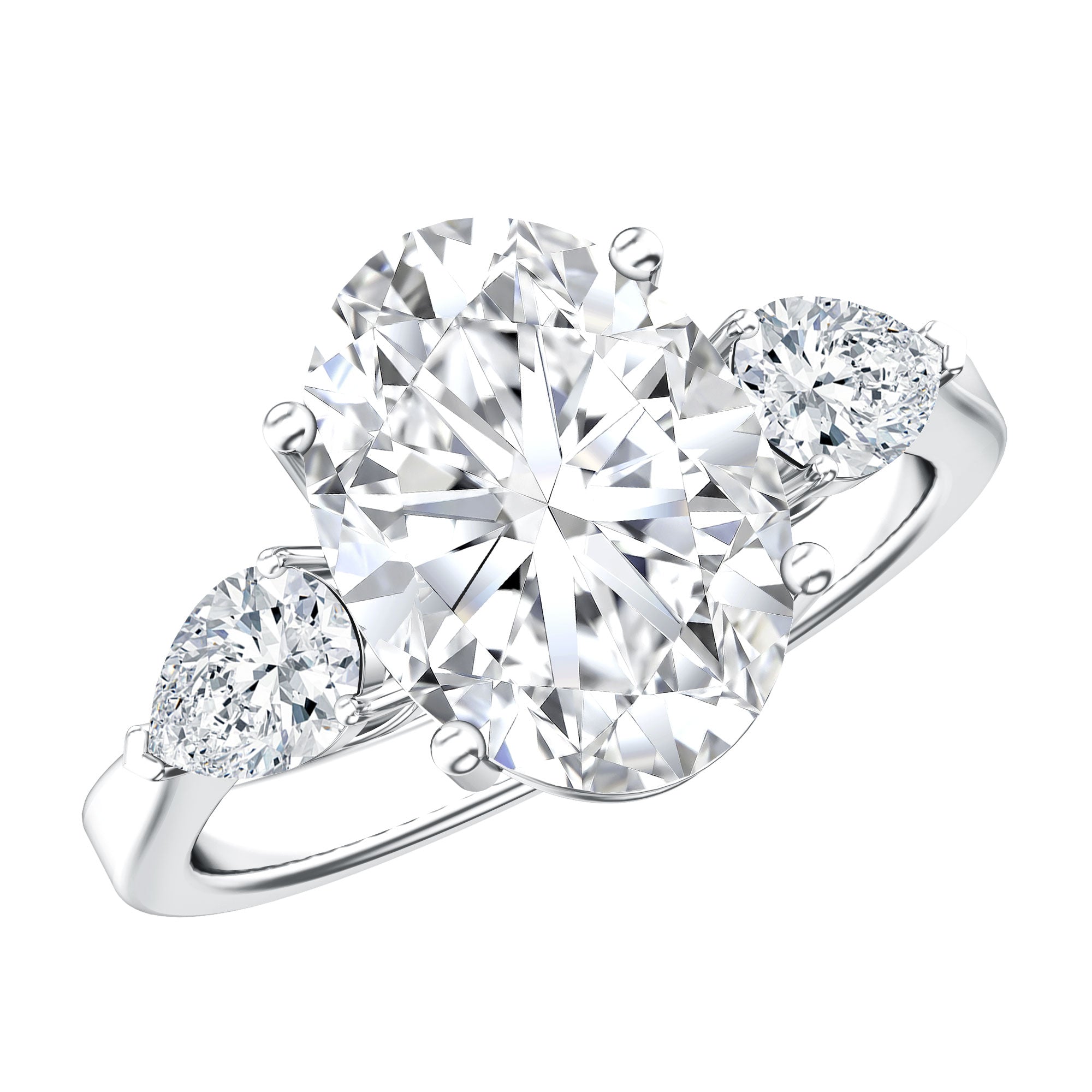 3 Carat Oval Lab Created Diamond Engagement Ring with IGI Certificate Lab - ( E-VS1 ) - Rosec Jewels