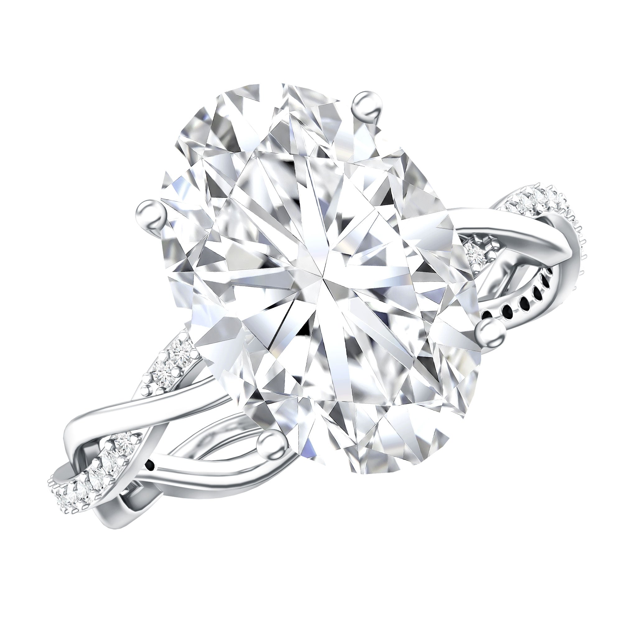 Rosec Jewels-IGI Certified 4 Carat Oval Lab Grown Diamond Huge Engagement Ring with Braided Band